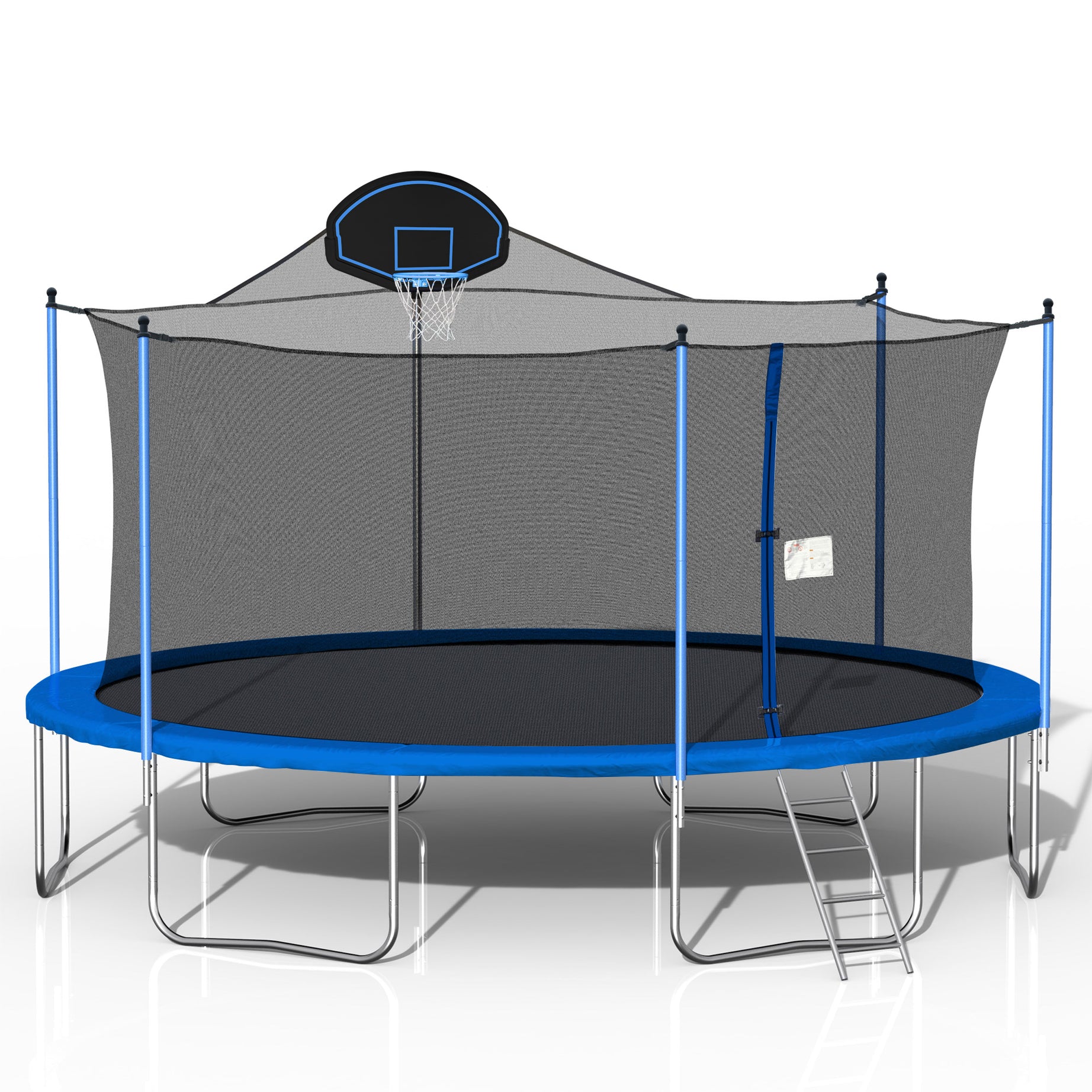 16FT Trampoline for Adults & Kids with Basketball Hoop, Outdoor Trampolines w/Ladder and Safety Enclosure Net for Kids and Adults--1