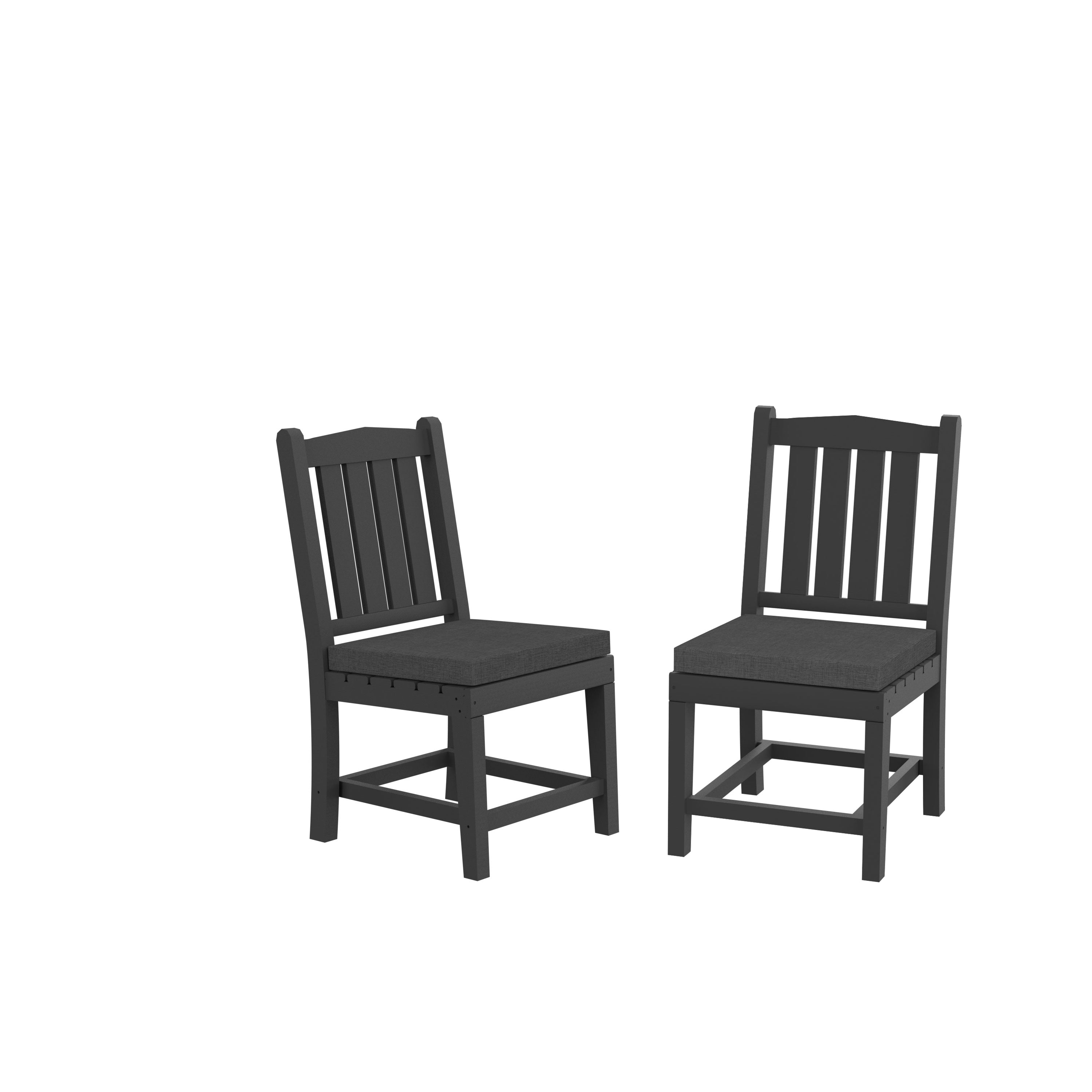 HDPE Dining Chair, Gray, With Cushion, No Armrest, Set of 2--1