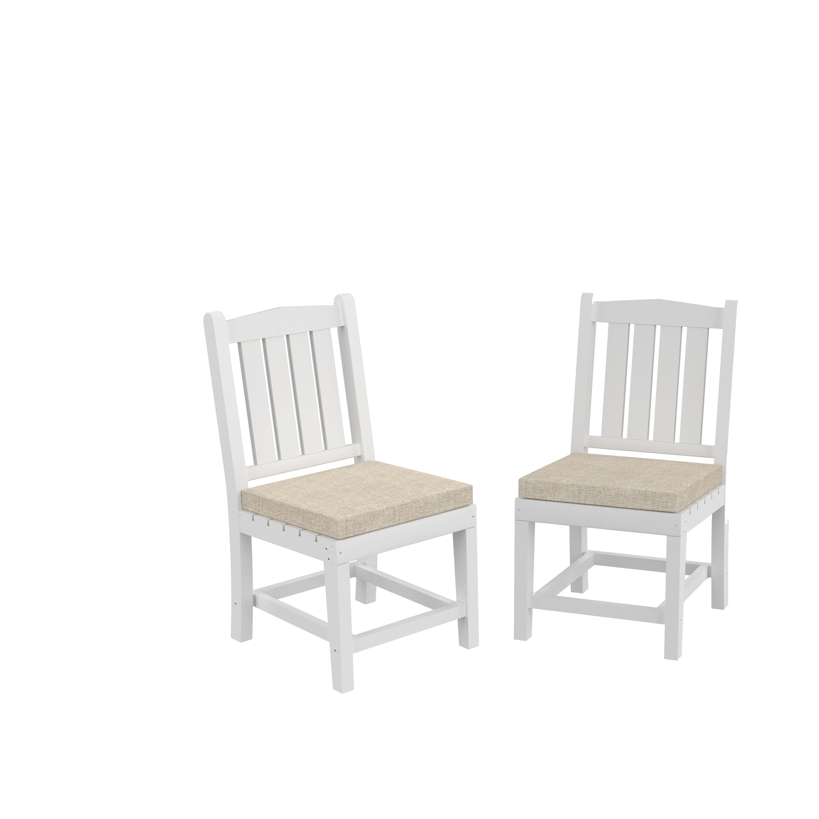 HDPE Dining Chair, White, With Cushion, No Armrest,  Set for Playroom, Nursery, Backyard,chair Set of 2--1