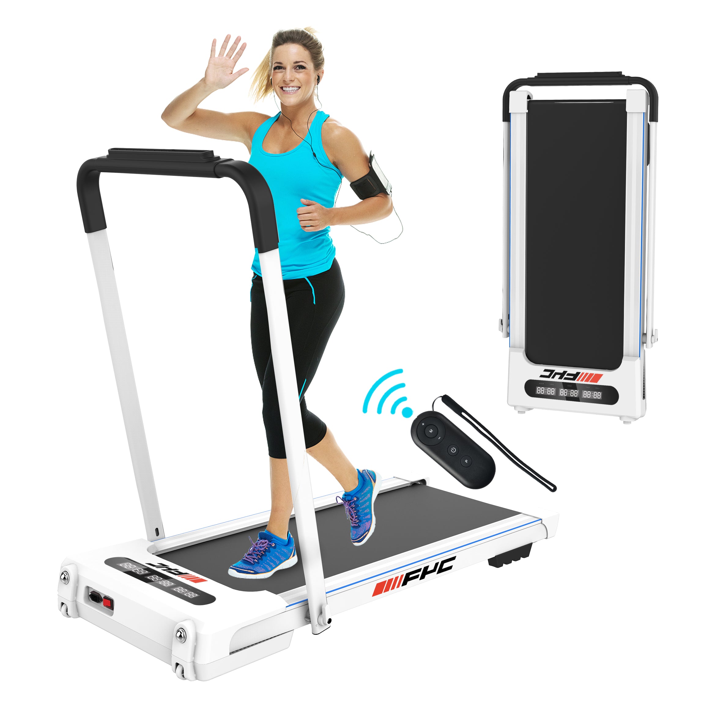 FYC 2 in 1 Under Desk Treadmill - 3.5 HP Folding Treadmill for Home, Installation-Free Foldable Treadmill Compact Electric Running Machine, Remote Control & LED Display Walking Running Jogging--1