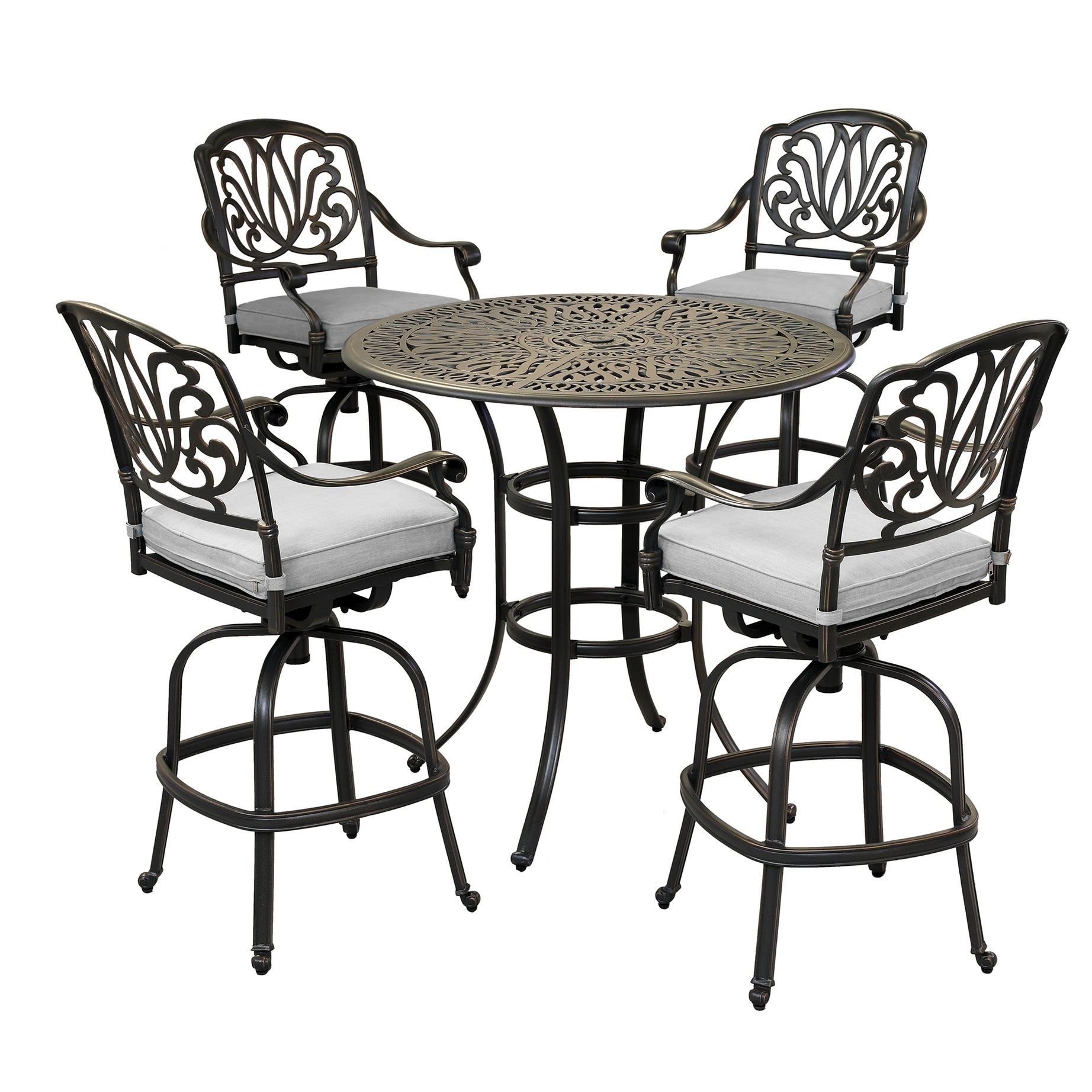 Round 4 - Person 42" Long Bar Height Dining Set with Cushions--2