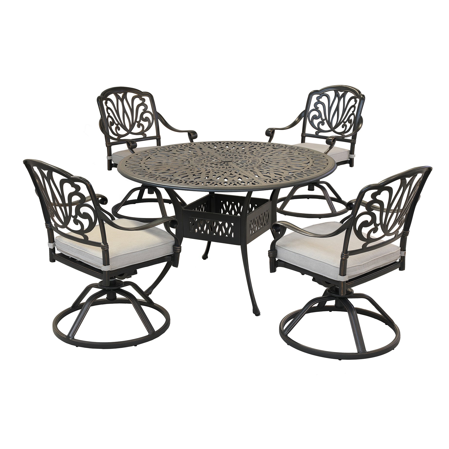 Round 4 - Person 48.03" Long Aluminum Dining Set with Cushions--2