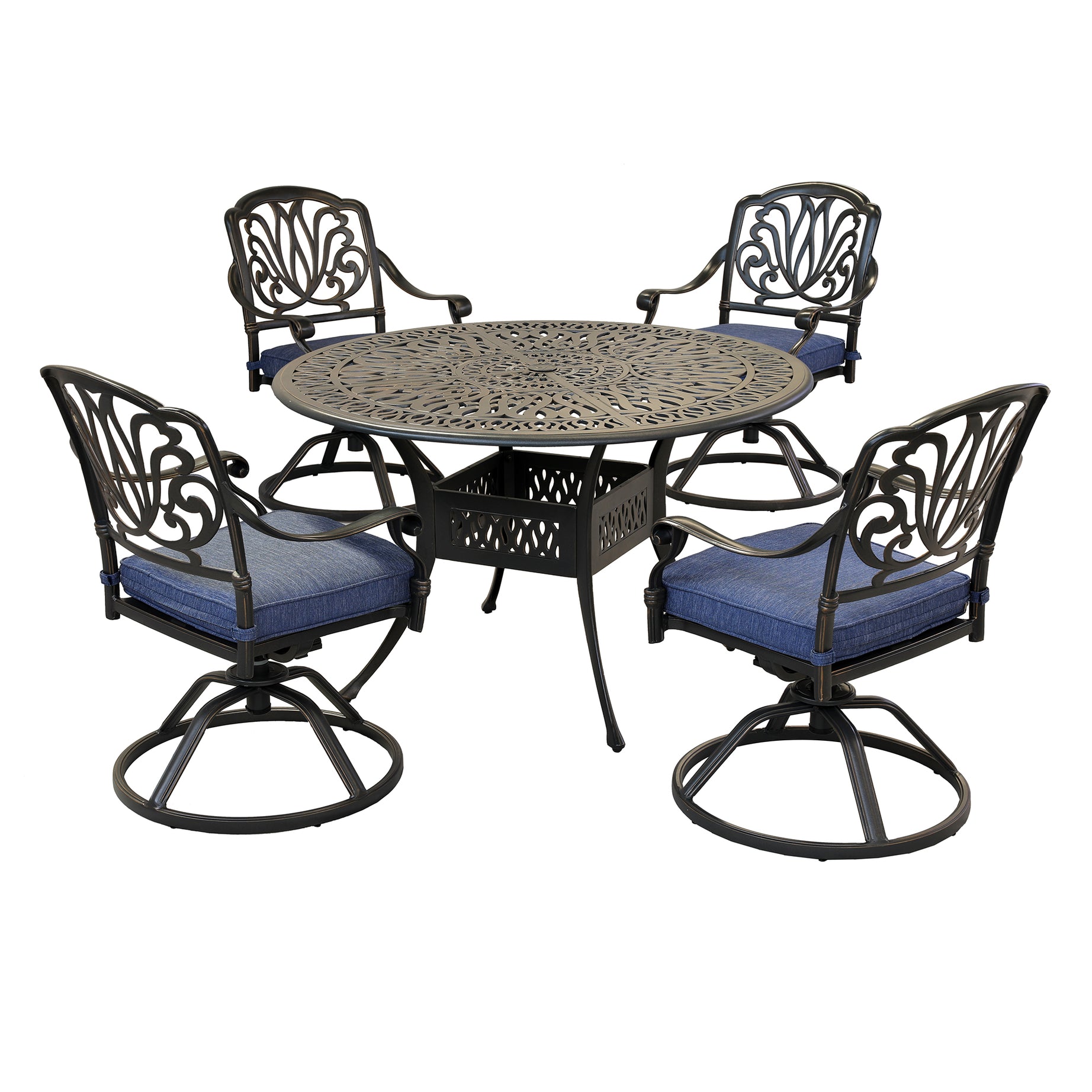 Round 4 - Person 48.03" Long Aluminum Dining Set with Cushions--2