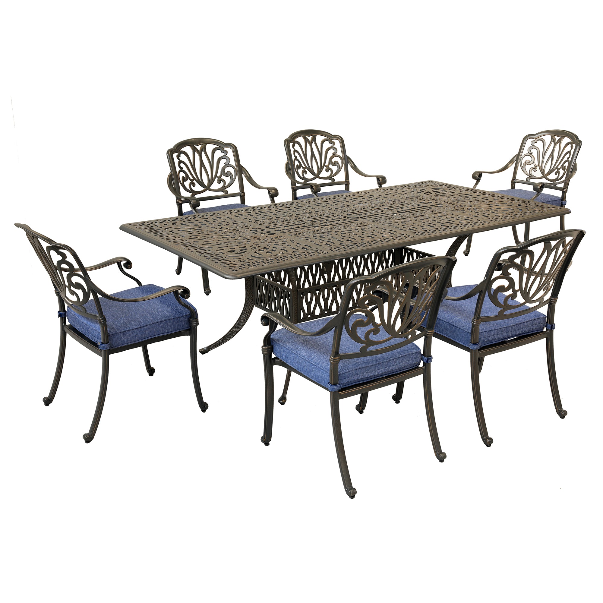 Rectangular 6 - Person 84.25" Long Dining Set with Cushions--2