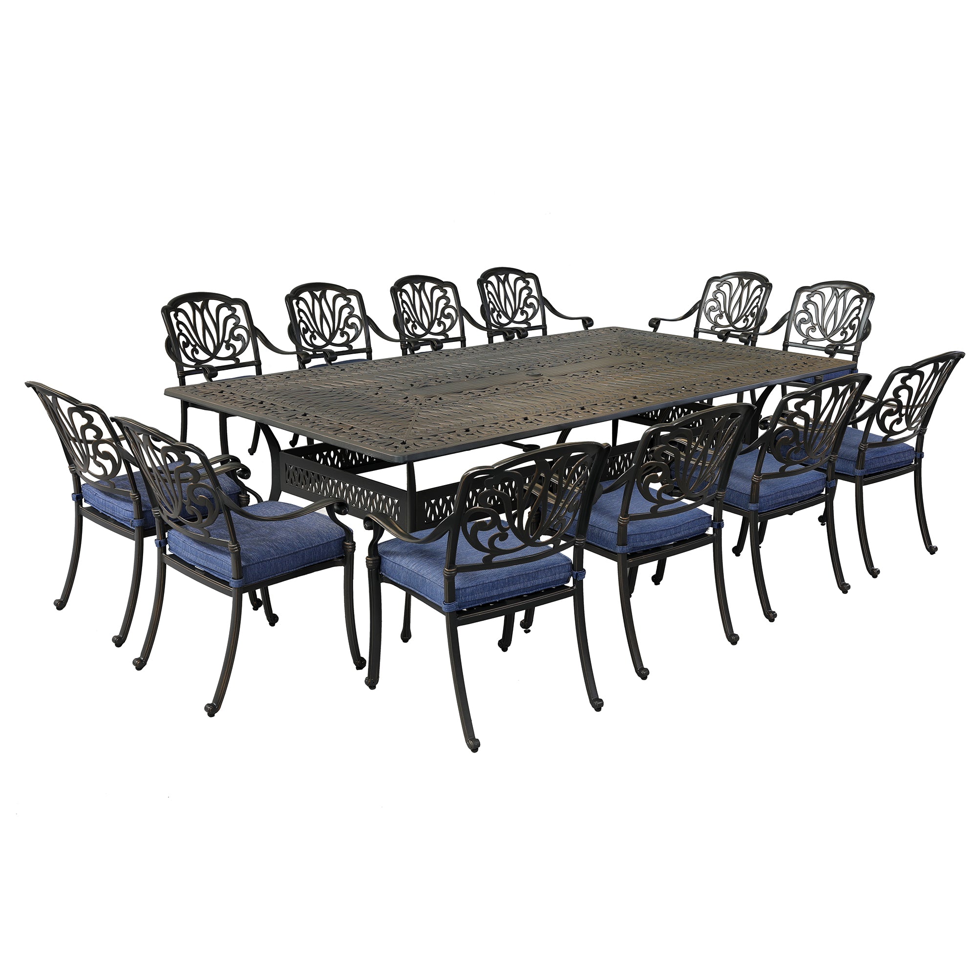 Rectangular 12 - Person 108.07" Long Dining Set with Cushions--2