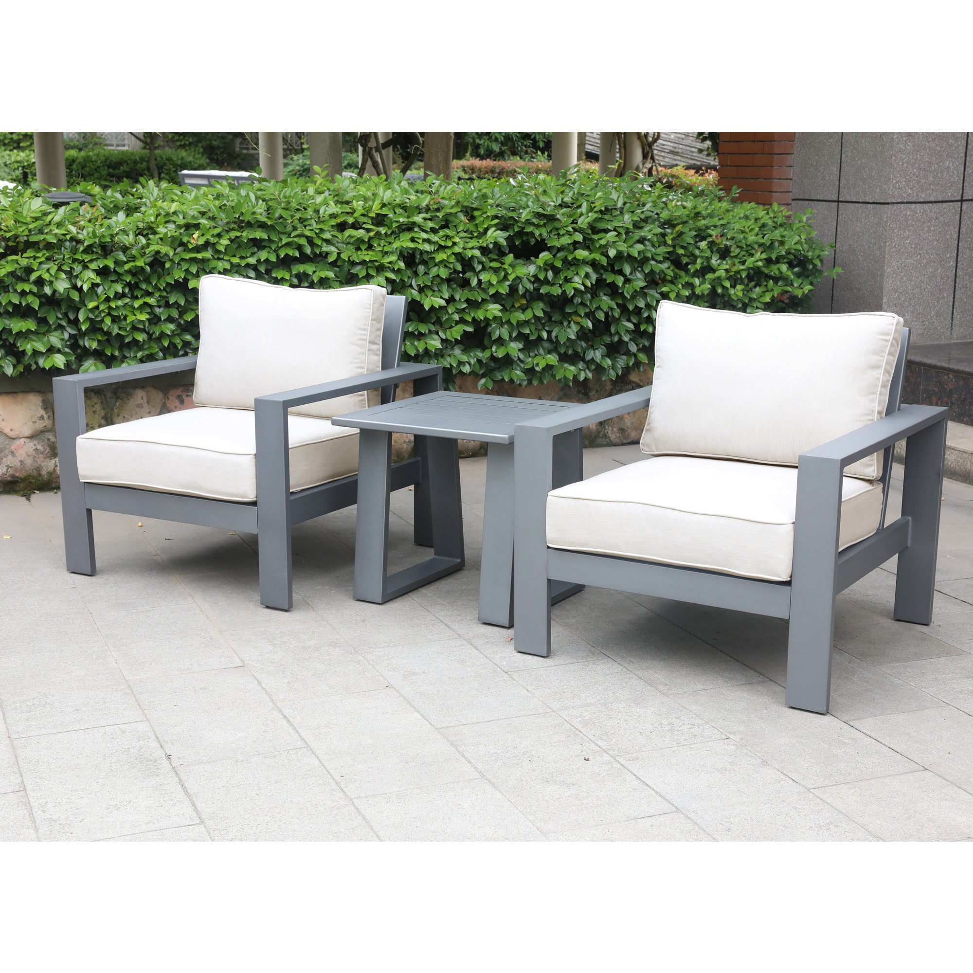 3 Piece Seating Group with Cushions, Powdered Pewter--1