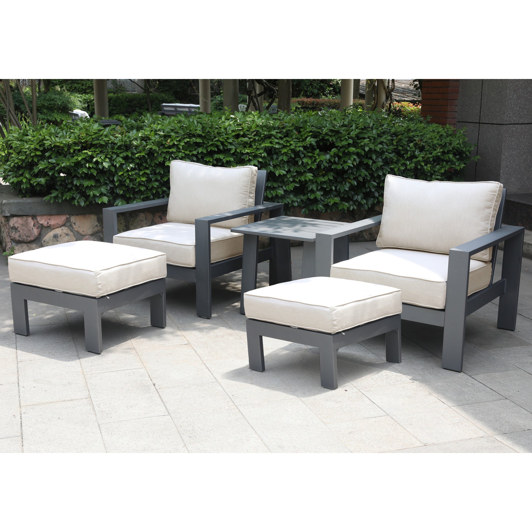 5 Piece Seating Group with Cushions, Powdered Pewter--1