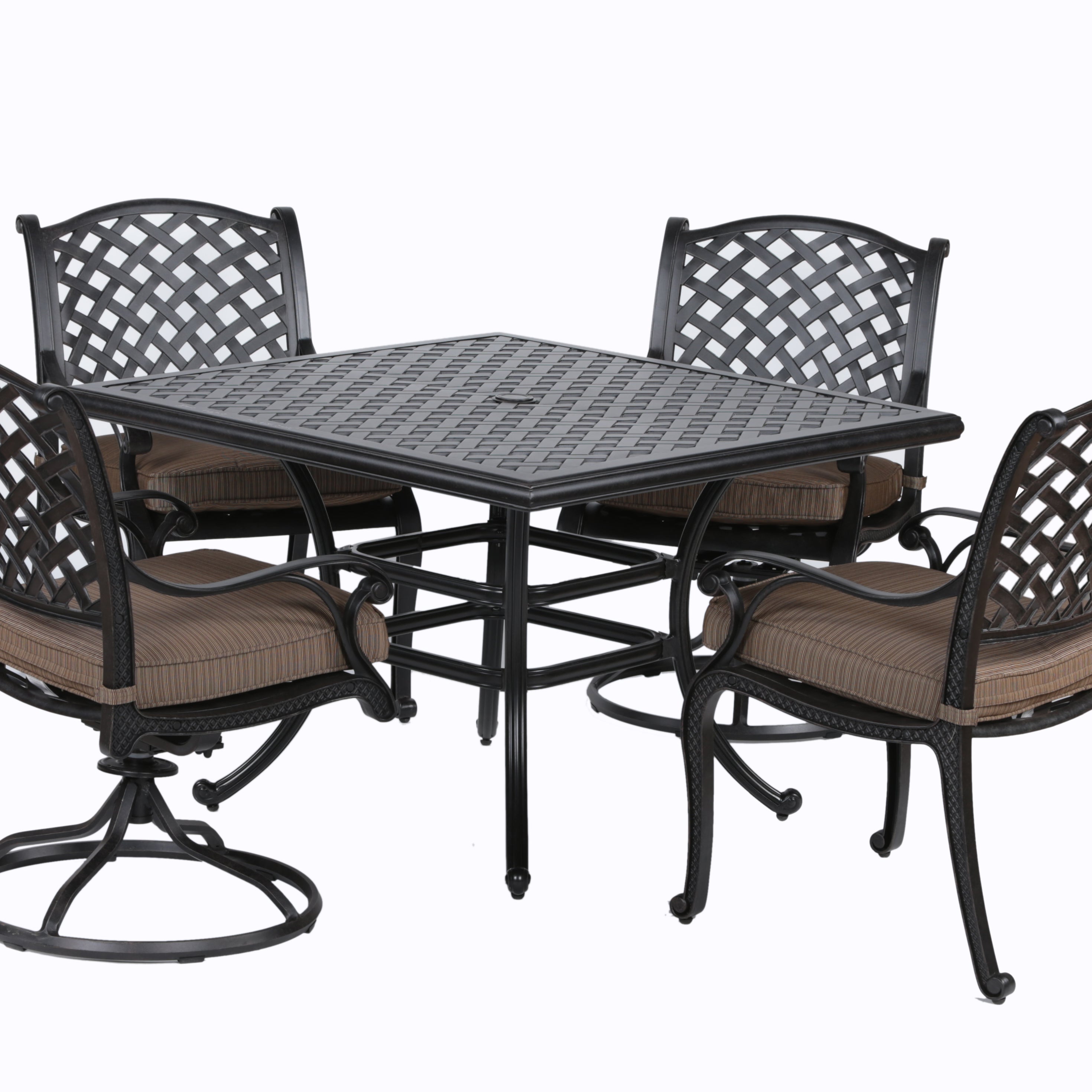 Square 4 - Person 44" Long Aluminum Dining Set with Cushions--1