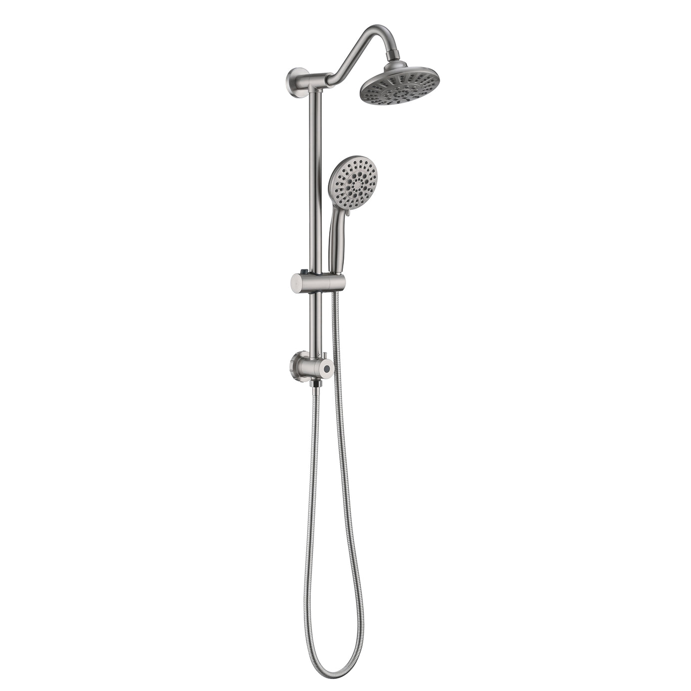 Brushed Nickel 6 Inch Rain Shower Head with Handheld Shower Head Bathroom Rain Shower System--1