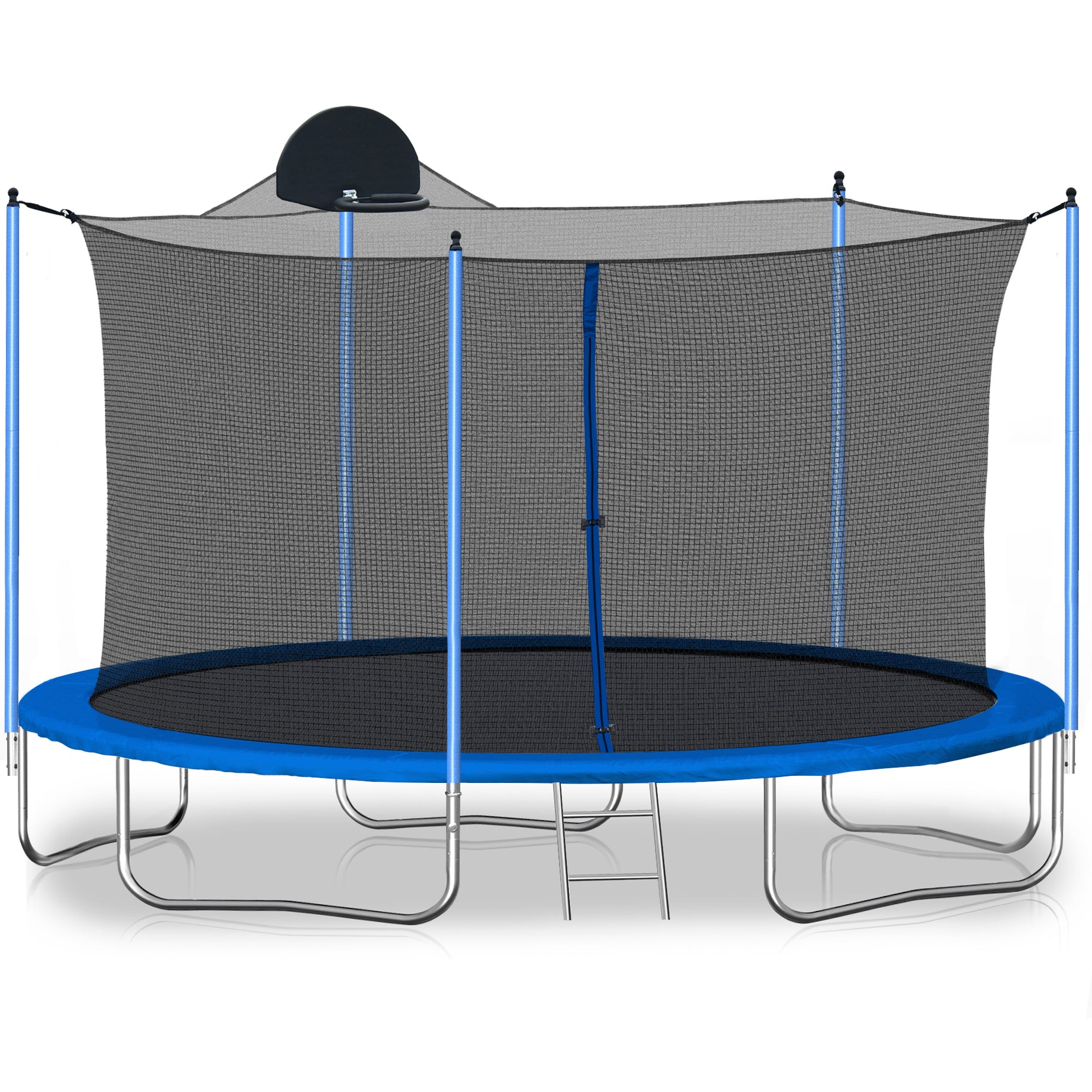 12FT Trampoline for Adults & Kids with Basketball Hoop, Outdoor Trampolines w/Ladder and Safety Enclosure Net for Kids and adults--1