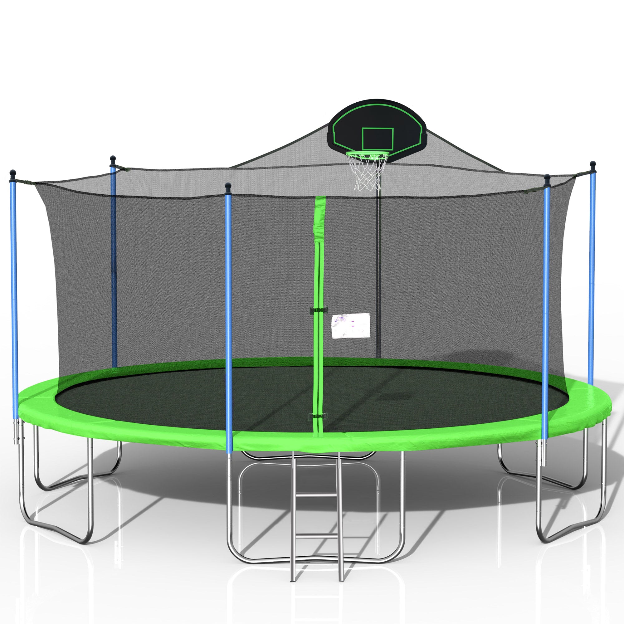 16FT Trampoline for Adults & Kids with Basketball Hoop, Outdoor Trampolines w/Ladder and Safety Enclosure Net for Kids and Adults--1