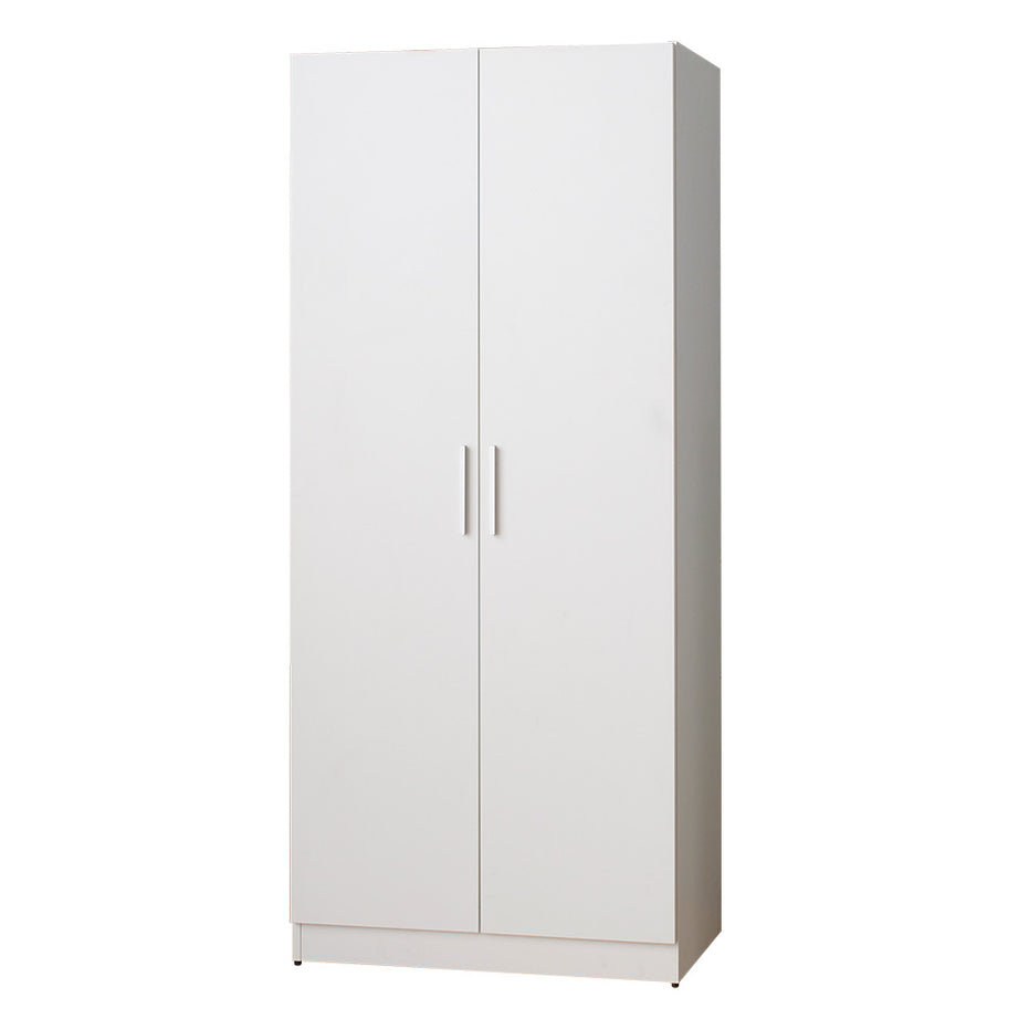 Viviane Contemporary Wood Closet with Hanging Bars and Five Shelves in White--1