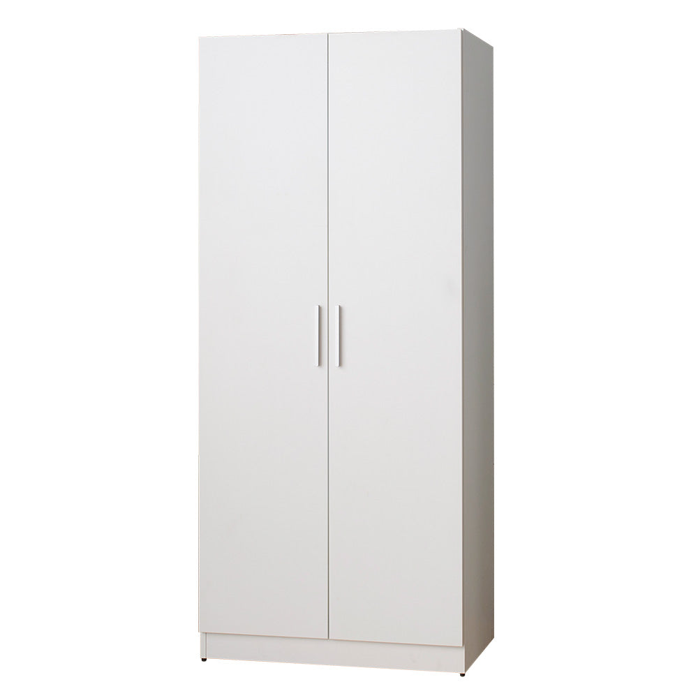 Viviane Contemporary Wood Closet with Hanging Bars and Five Shelves in White--1