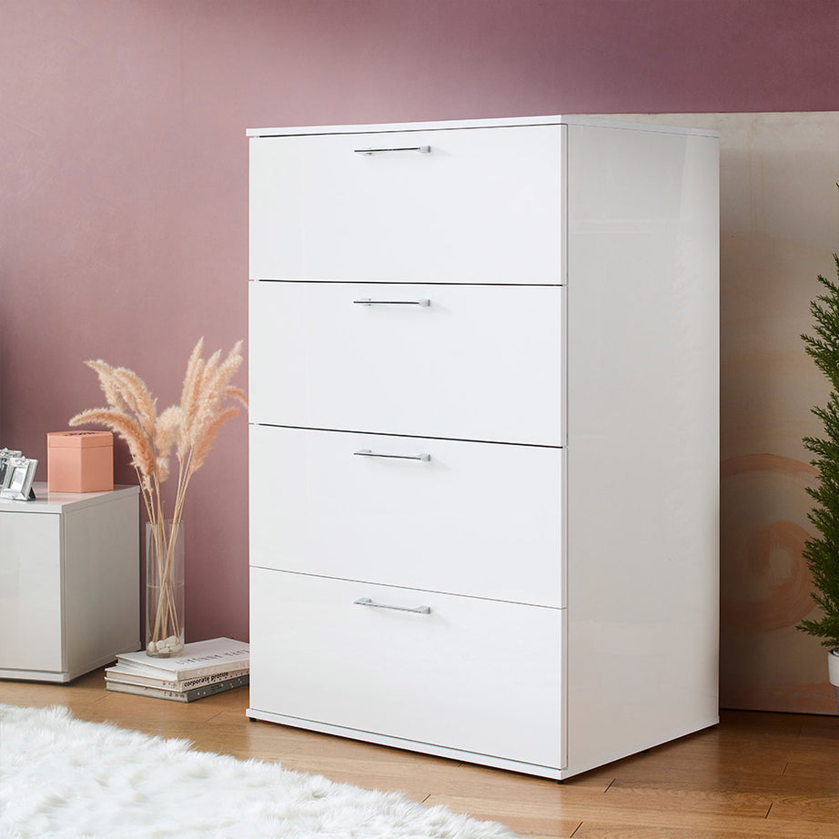 Bliss Glossy Four-Drawer Jumbo Chest in White--1