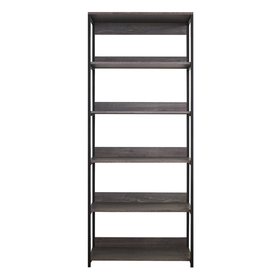 Monica Wood and Metal Walk-in Closet with Five Shelves in Rustic Gray--1