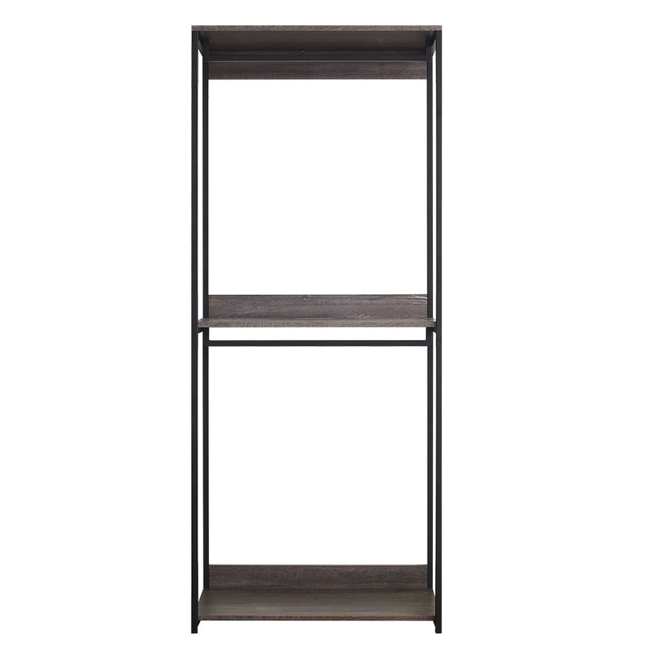 Monica Farmhouse Industrial Wood Walk-in Closet with One Shelf in Rustic Gray--1