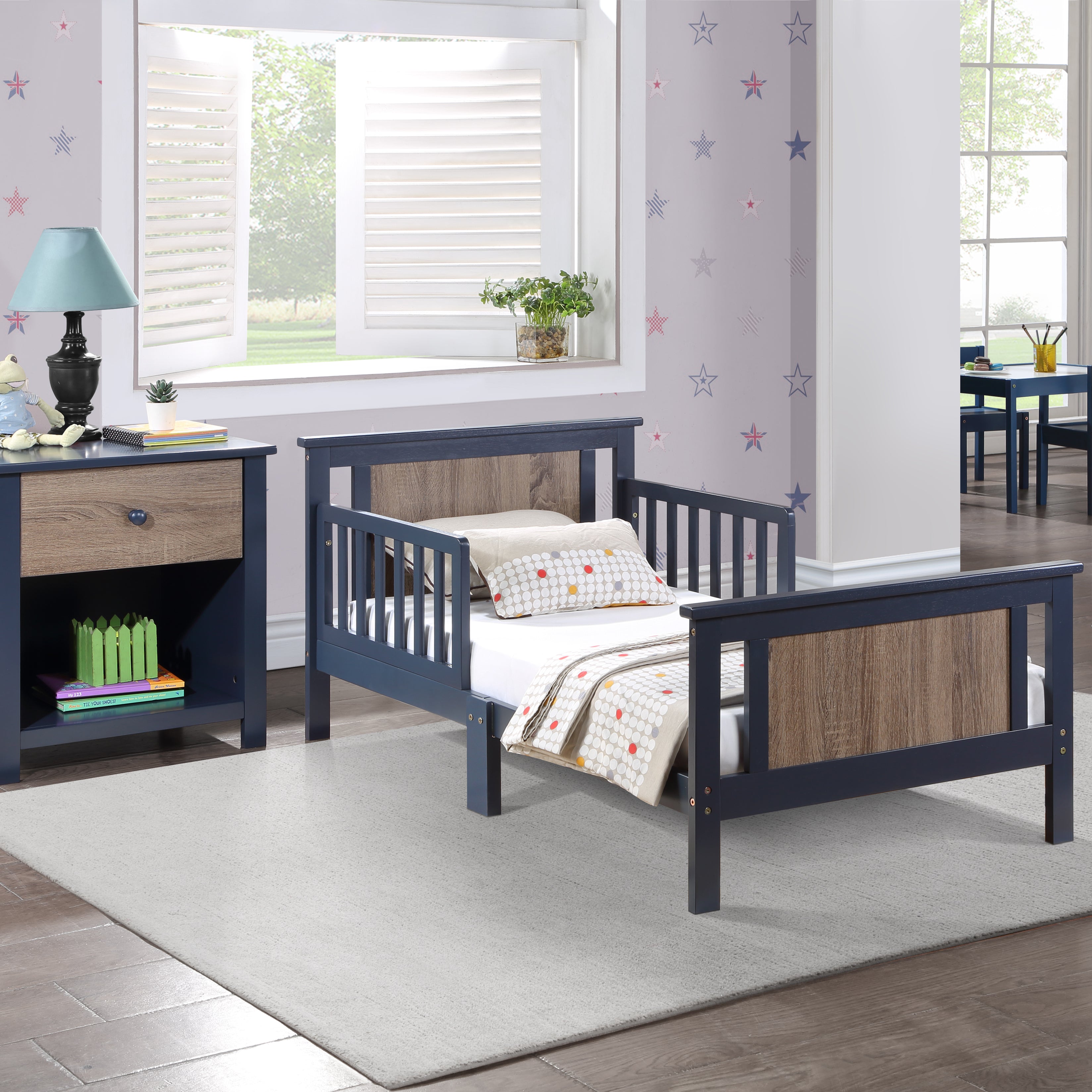 Connelly Reversible Panel Toddler Bed Midnight Blue/Vintage Walnut--1