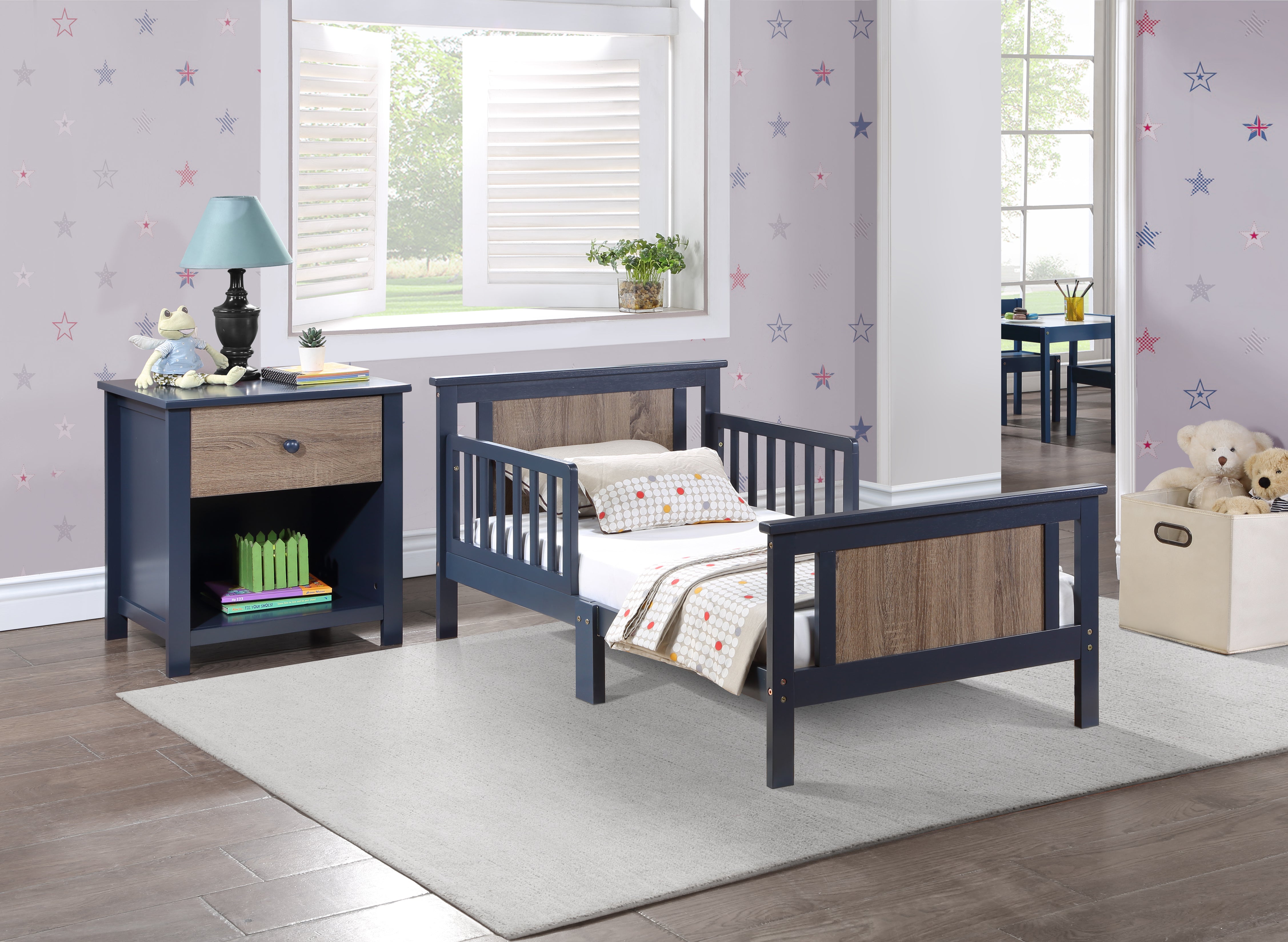 Connelly Reversible Panel Toddler Bed Midnight Blue/Vintage Walnut--1