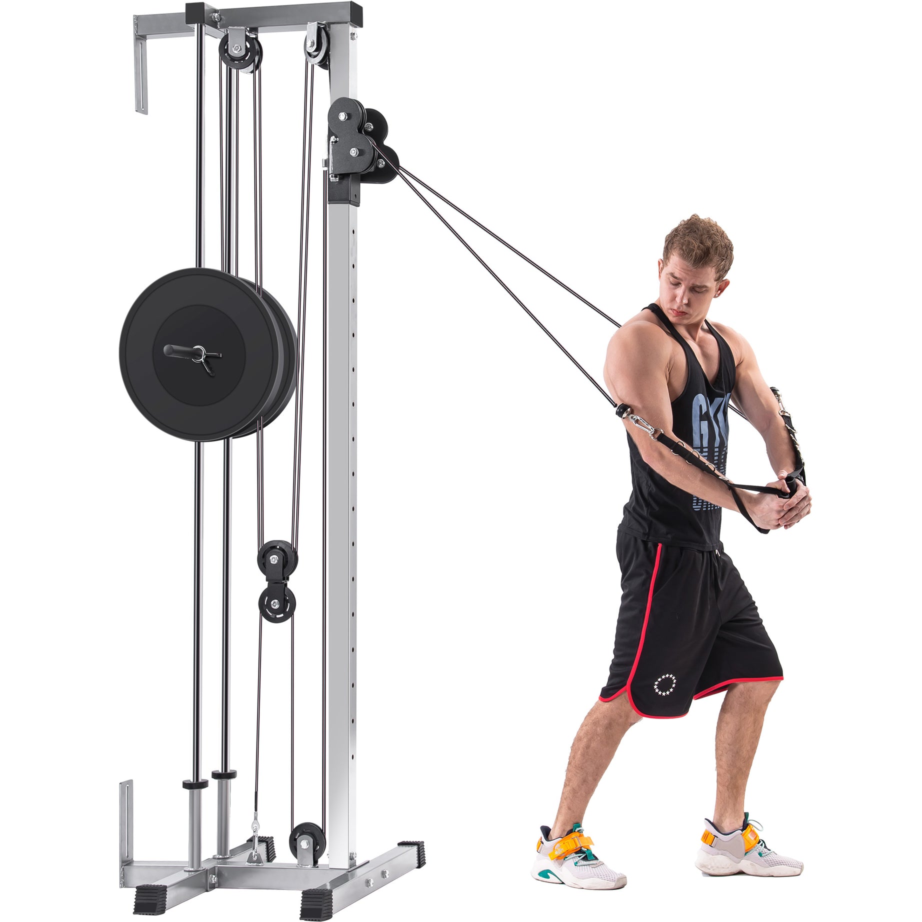 Lat Pulldown Machine Home Gym Fitness Silver--1