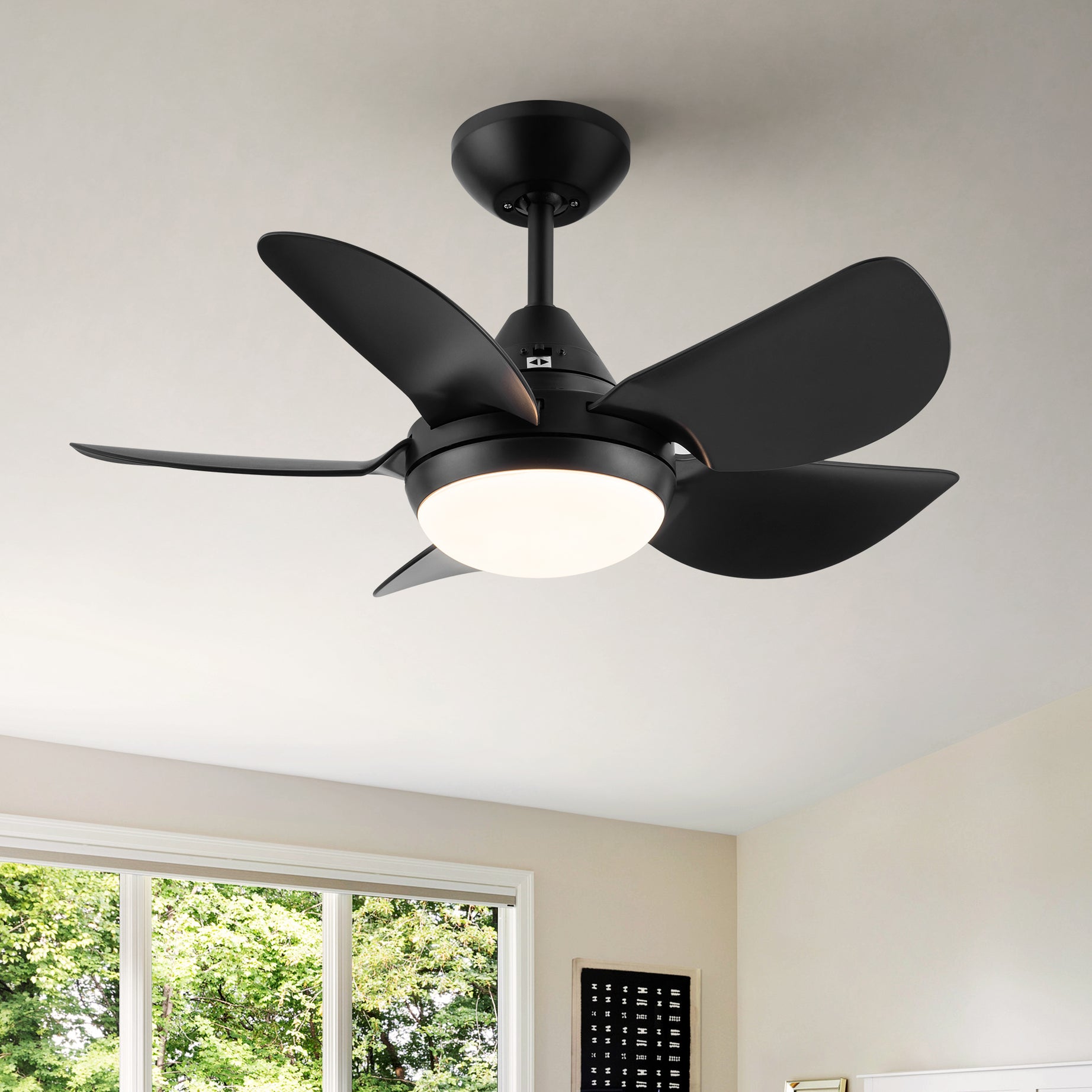 30 In Intergrated LED Ceiling Fan Lighting with Matte Black ABS Blade--1