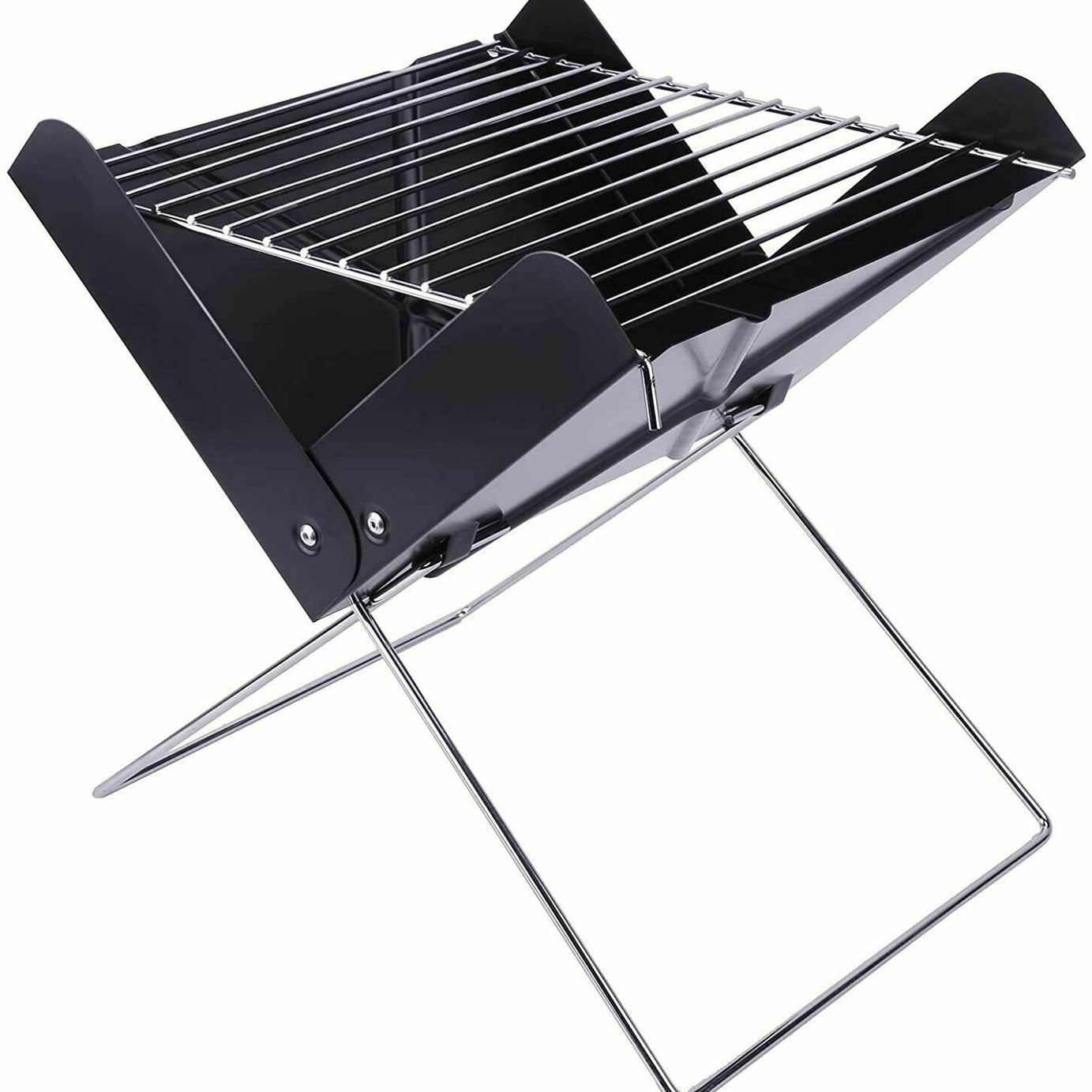 YSSOA 12” Portable Grill Charcoal Barbecue Grill - Folding Grill Notebook Shape Charcoal Grill, Detachable Collapsible, Mini Tabletop Camping Grill BBQ, Black--1