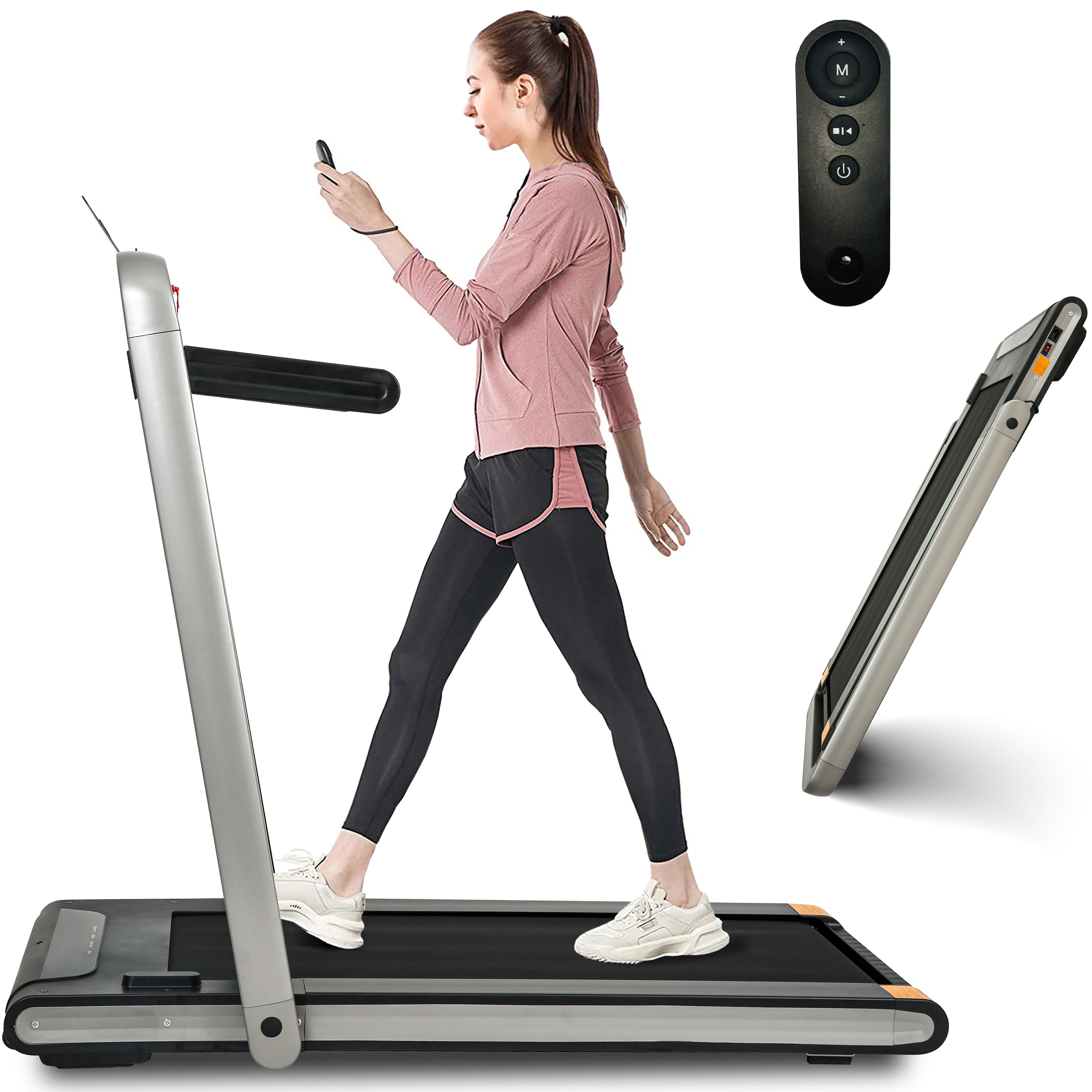 2 in 1 Under Desk Treadmill, 2.5HP Folding Electric Treadmill Walking Jogging Machine for Home Office with Remote Control--1