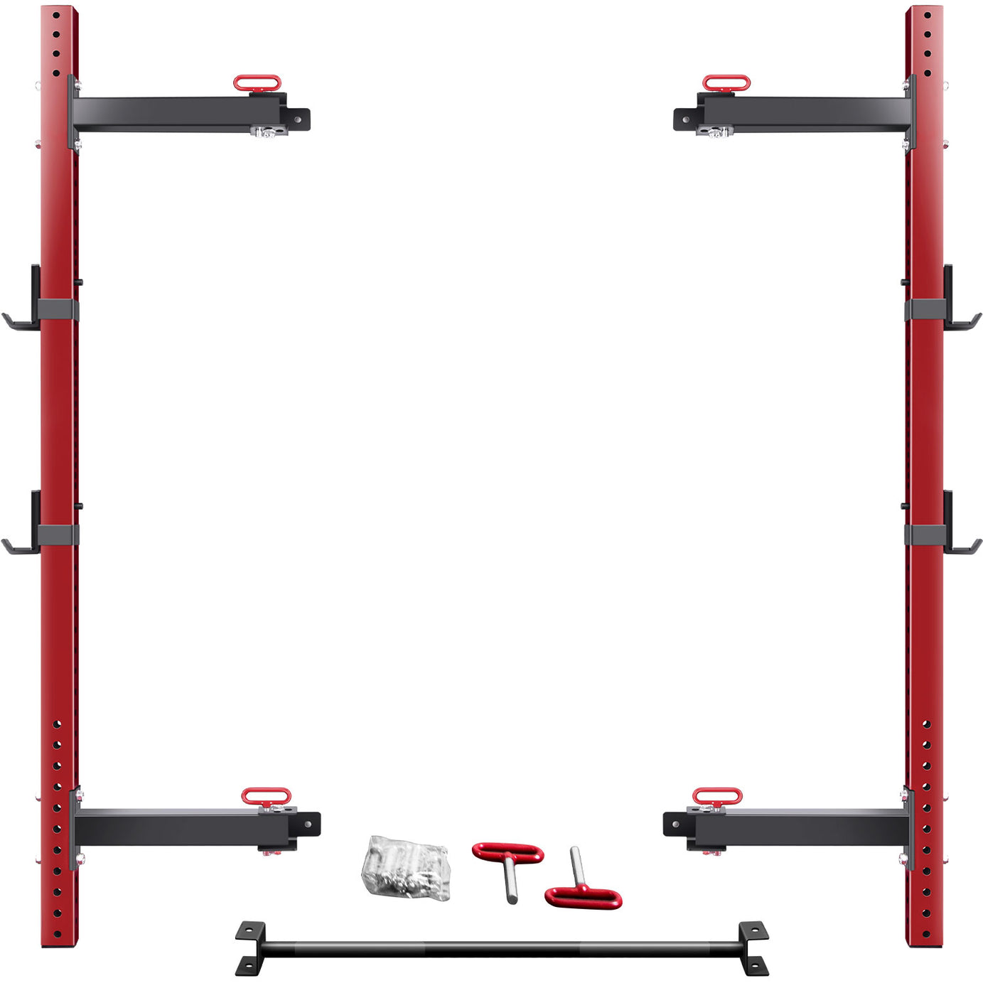 Wall Mounted Folding Squat Rack - Folding Squat Power Rack for 1000lbs capacity with Pull Up Bar and J Cups, Space Saving Home Gym Equipment--1