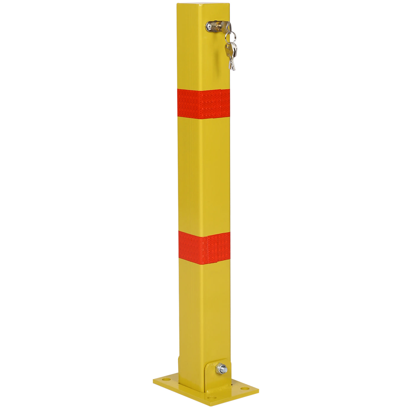 Parking bollard,pole barrier with lock ,car parking protection posts,home garage street decor ,parking barrier Square yellow--1