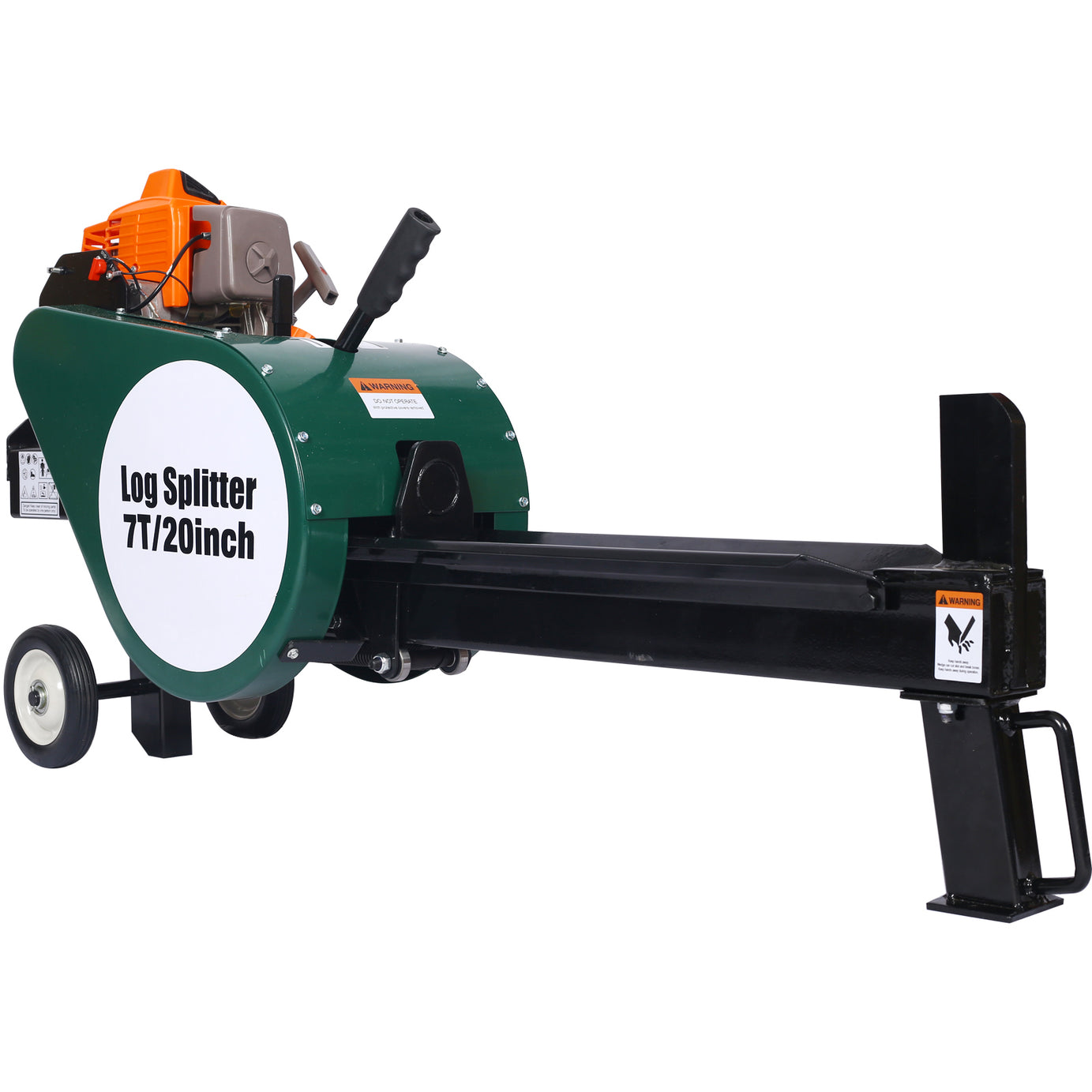 Double Flywheel Electric Log Splitter 7-Ton Compact Horizontal Gas Log Splitter with Auto Return 20in,portable  63cc engine firewood splitting forestry harvesting--1