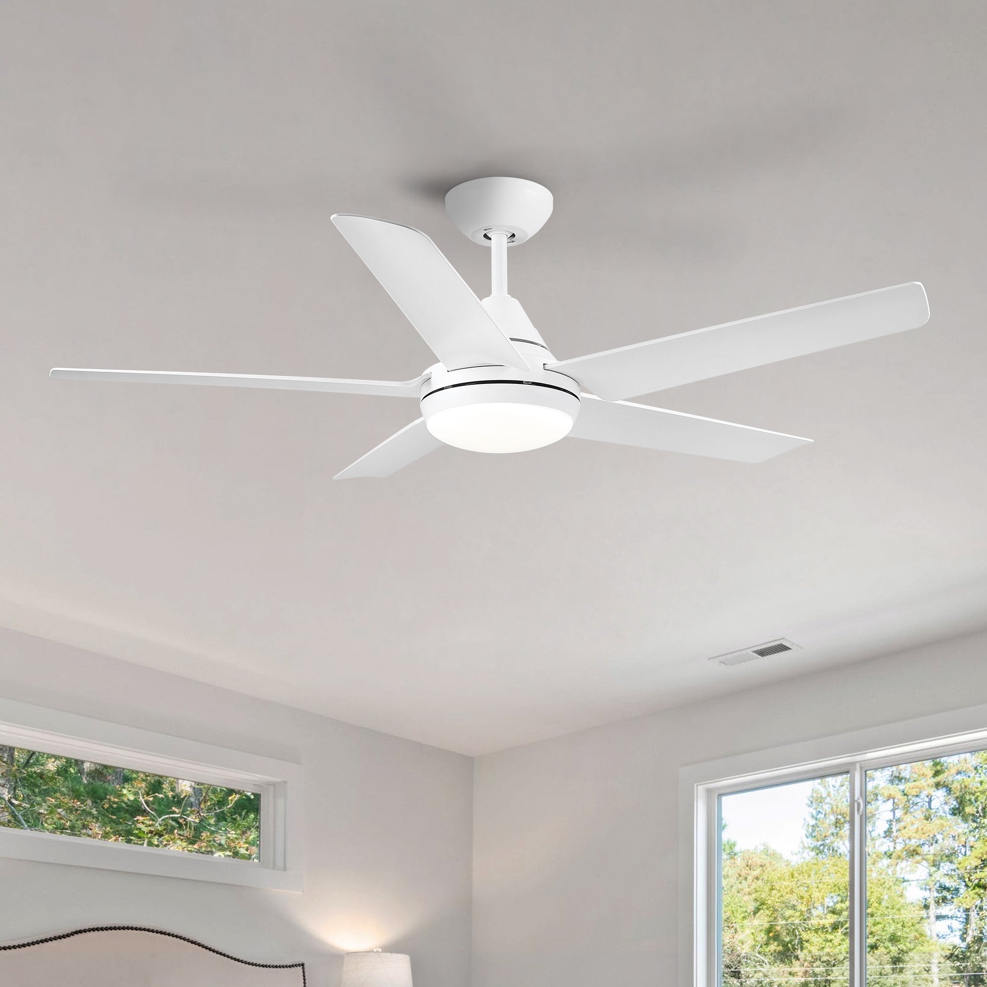 YUHAO 48 In Intergrated LED Ceiling Fan with White ABS Blade--1