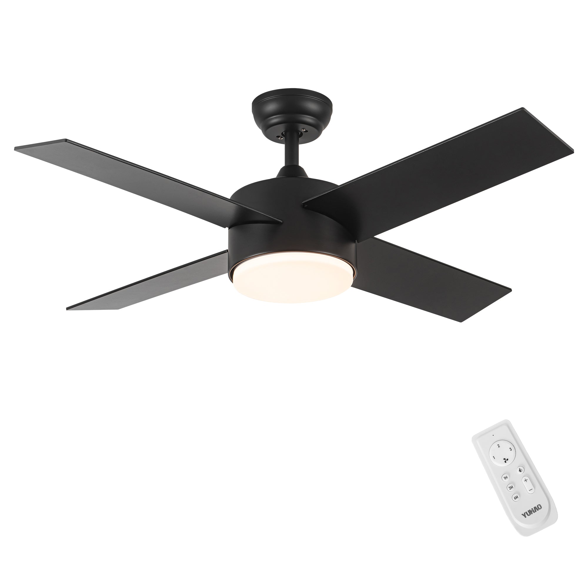 YUHAO 44 In Intergrated LED Ceiling Fan with Black ABS Blade--1