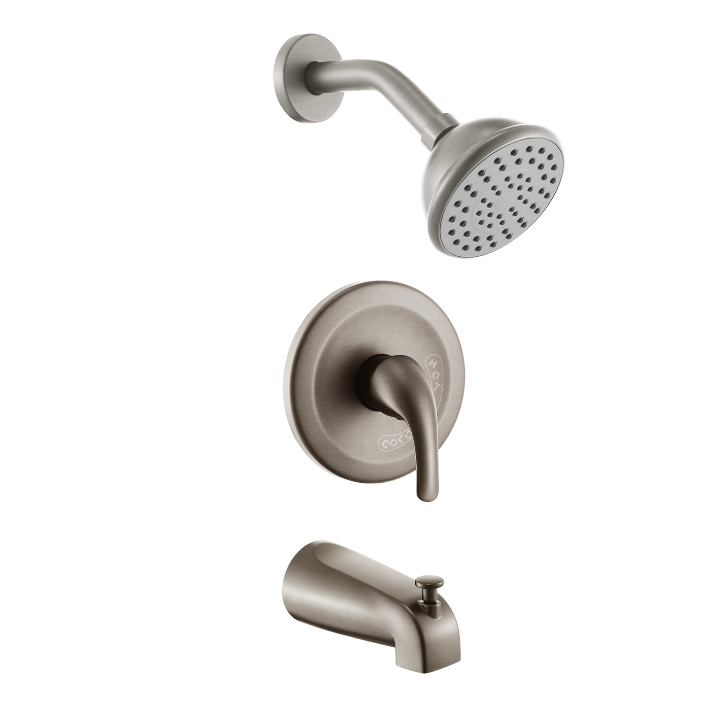 Brushed Nickel 6 Inch Shower Faucet wih Tub Spout Combo--1