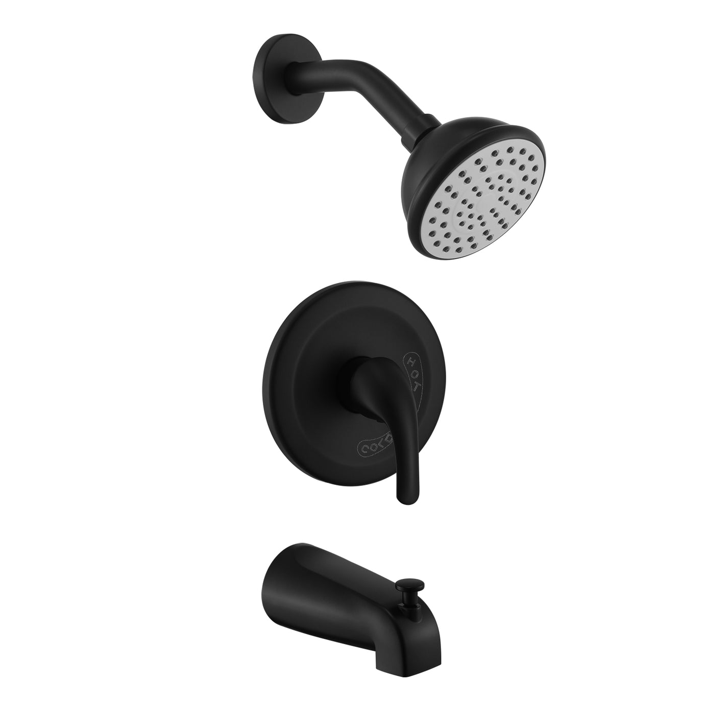 Matte Black 6 Inch Shower Faucet wih Tub Spout Combo--1