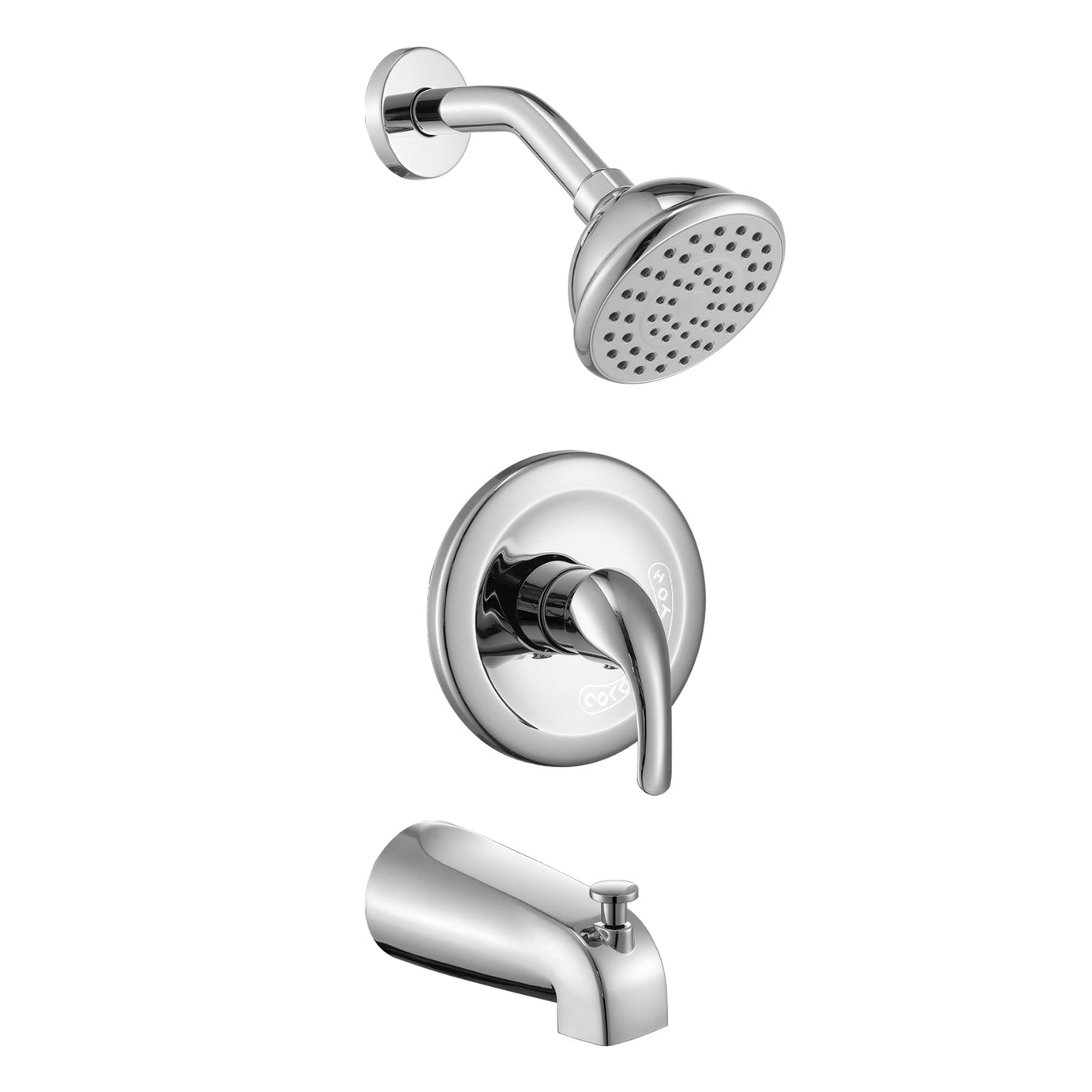 Chrome 6 Inch Shower Faucet wih Tub Spout Combo (Valve Included)--1