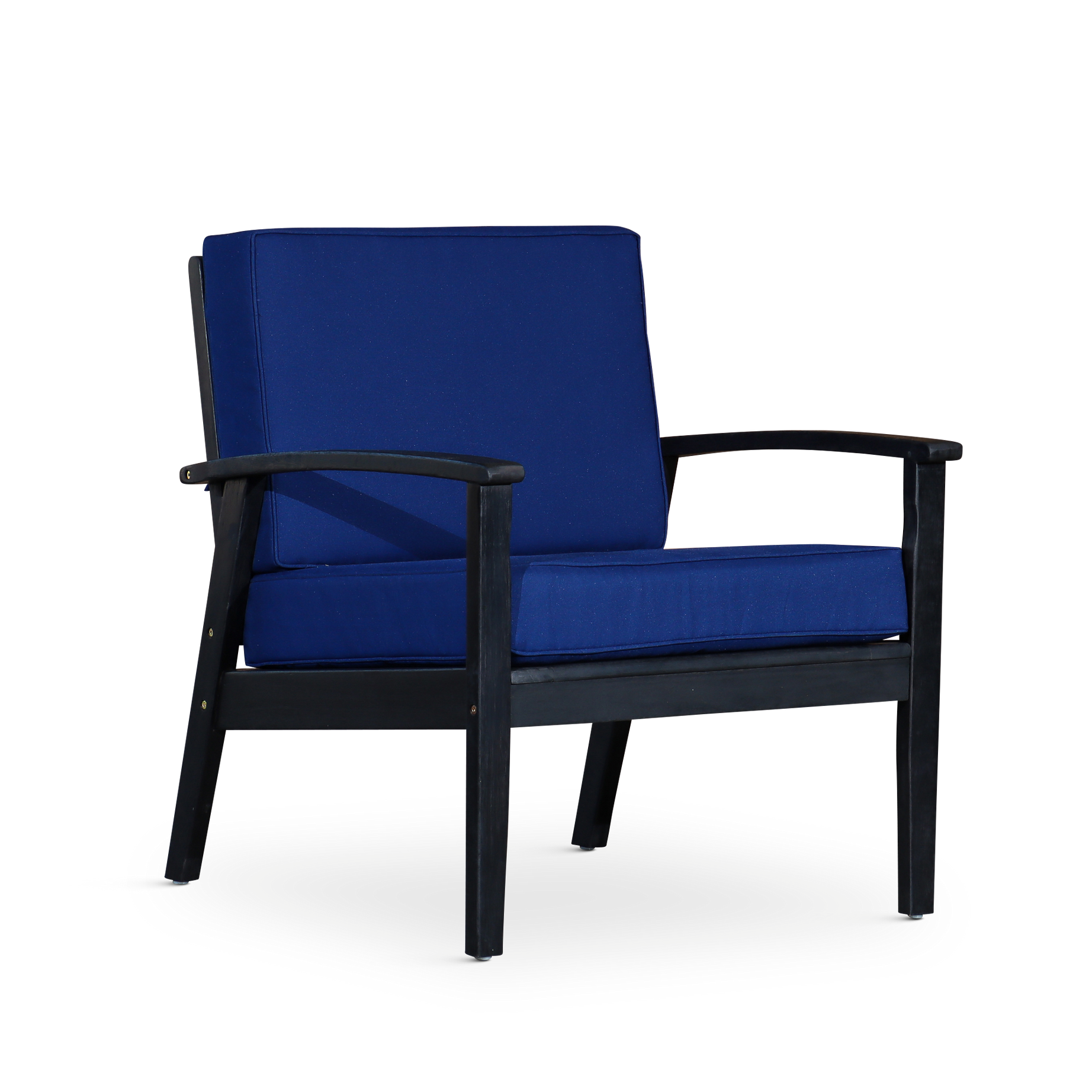 Deep Seat Eucalyptus Chair, Espresso Finish, Navy Cushions--1