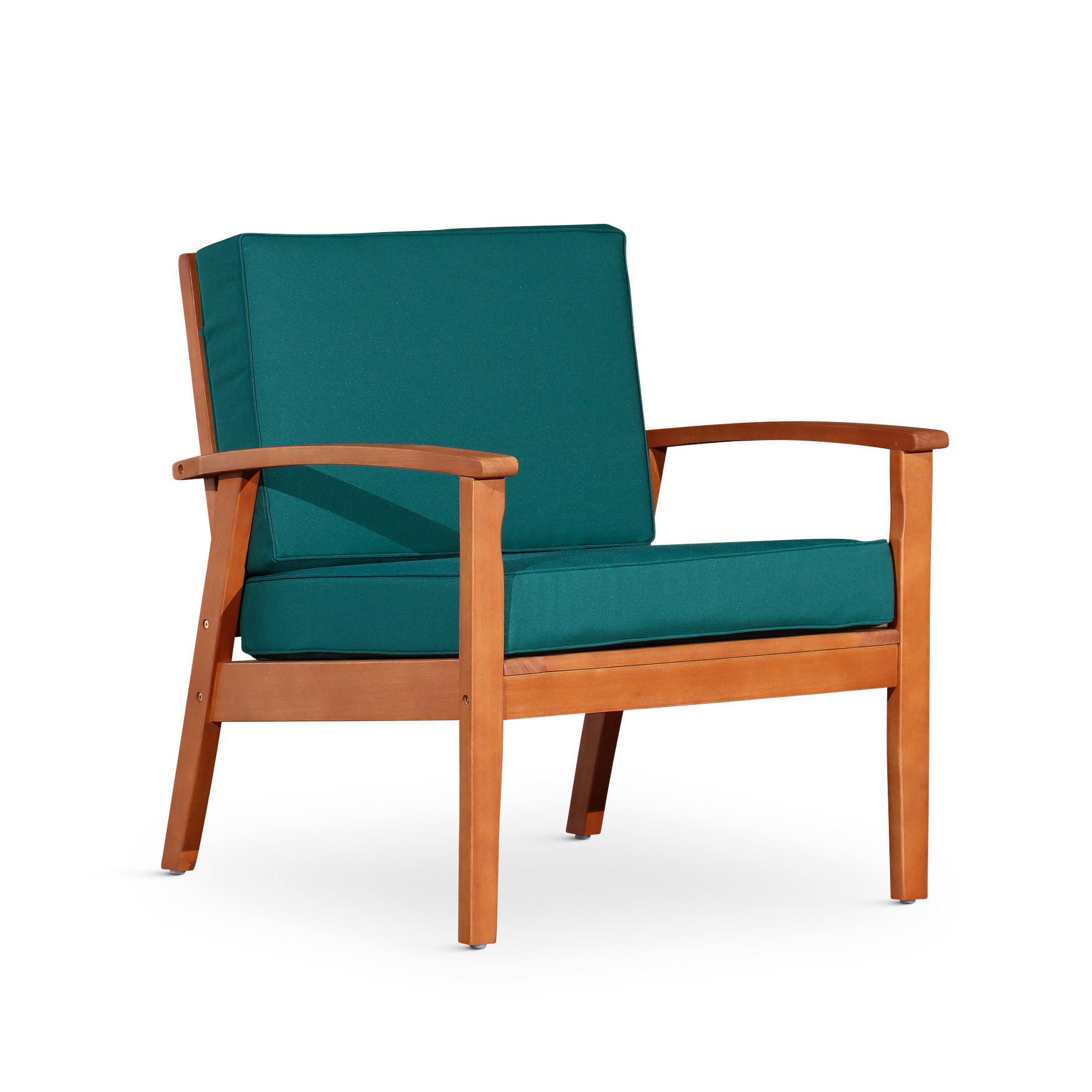 Deep Seat Eucalyptus Chair, Natural Oil Finish, Dark Green Cushions--1