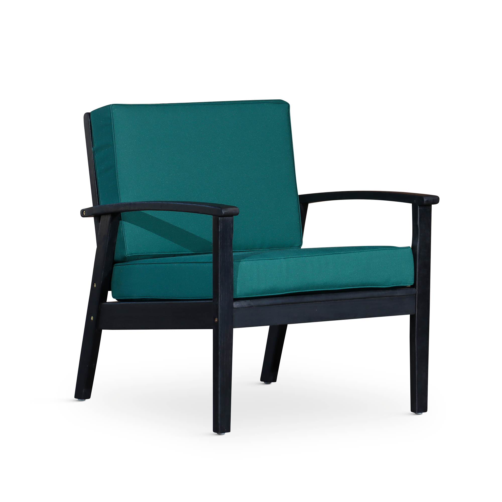 Deep Seat Eucalyptus Chair, Espresso Finish, Dark Green Cushions--1