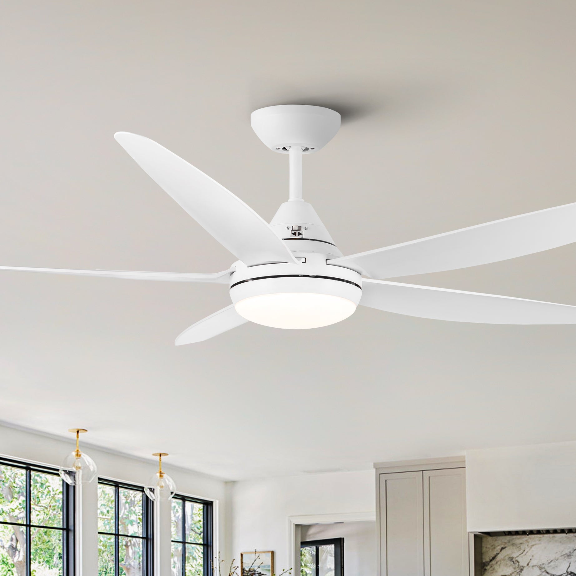 56 In Intergrated LED Ceiling Fan Lighting with White ABS Blade--1