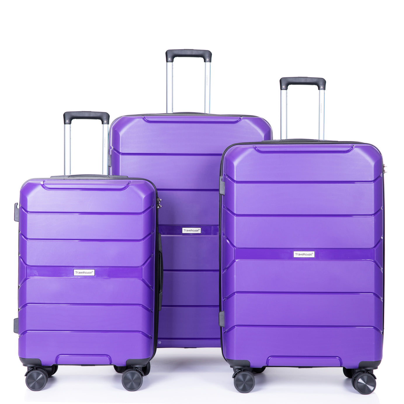 Hardshell Suitcase Spinner Wheels PP Luggage Sets Lightweight Durable Suitcase with TSA Lock,3-Piece Set (20/24/28) ,Purple--1