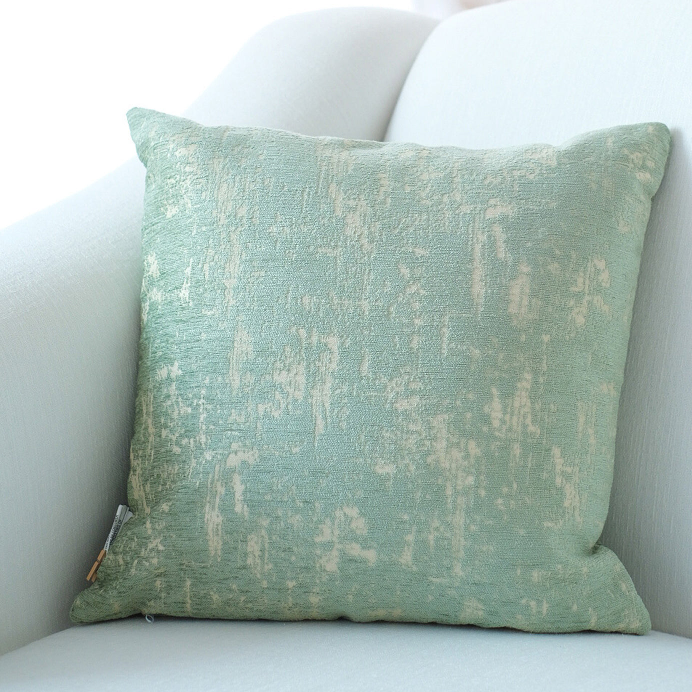 Decorative Mint and Beige Chenille Throw Pillow--1