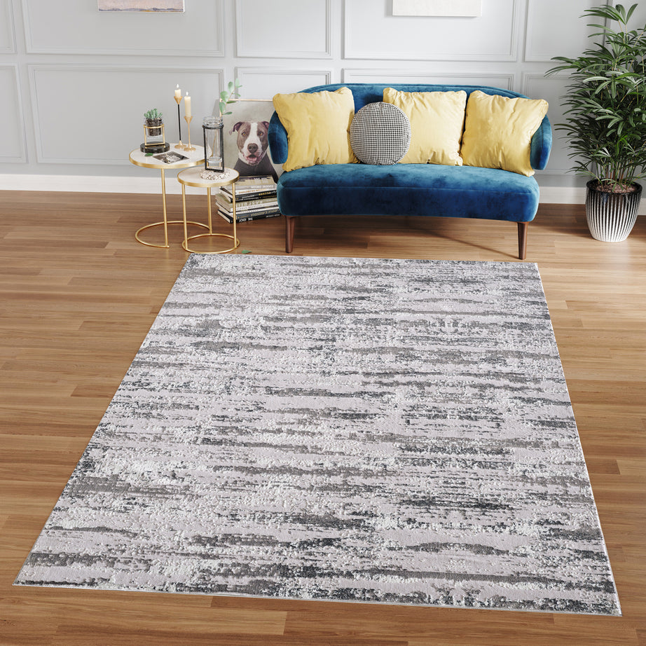 Milano Collection Manhattan Silver Woven Area Rug--1