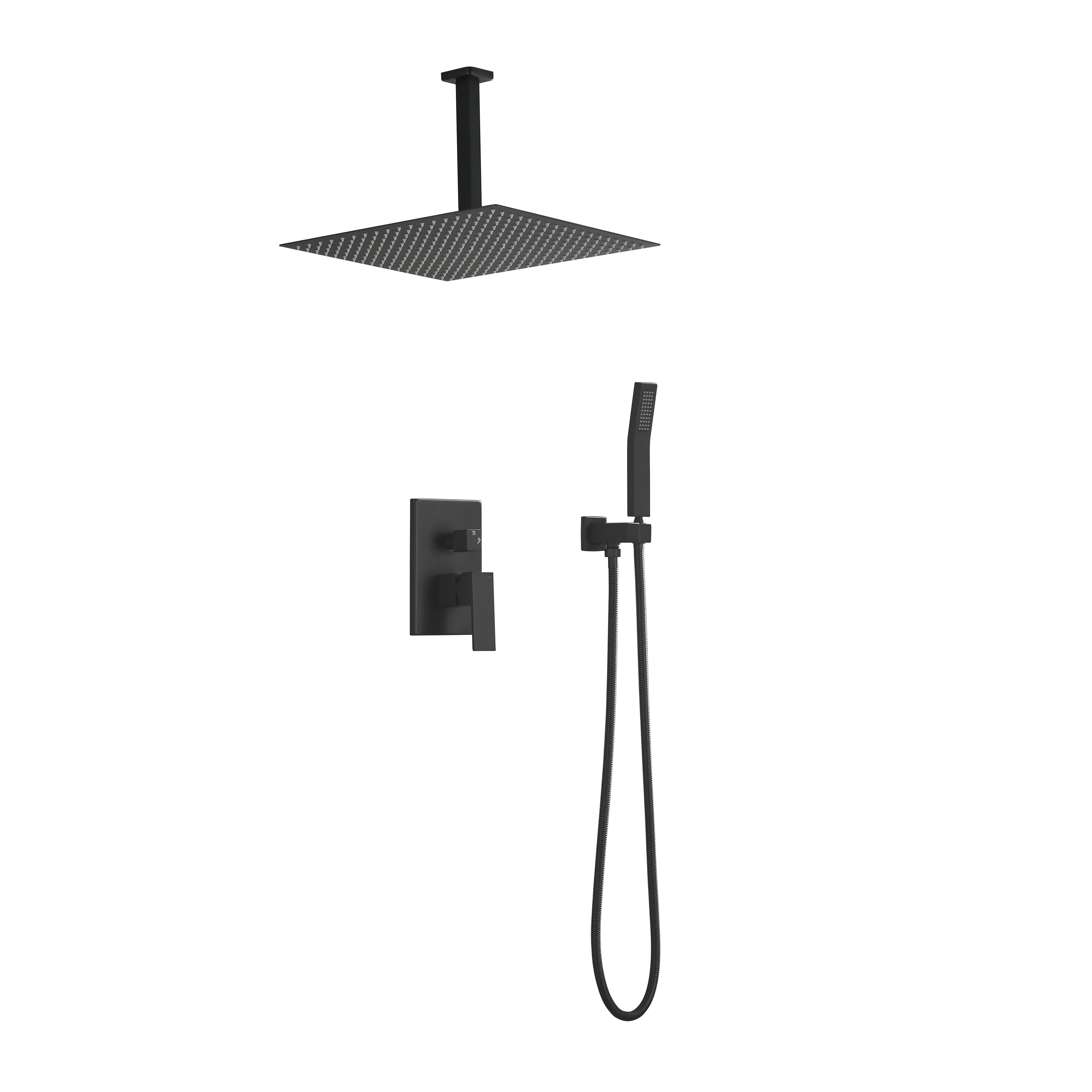 Ceiling Mounted Shower System Combo Set with Handheld and 12"Shower head--1