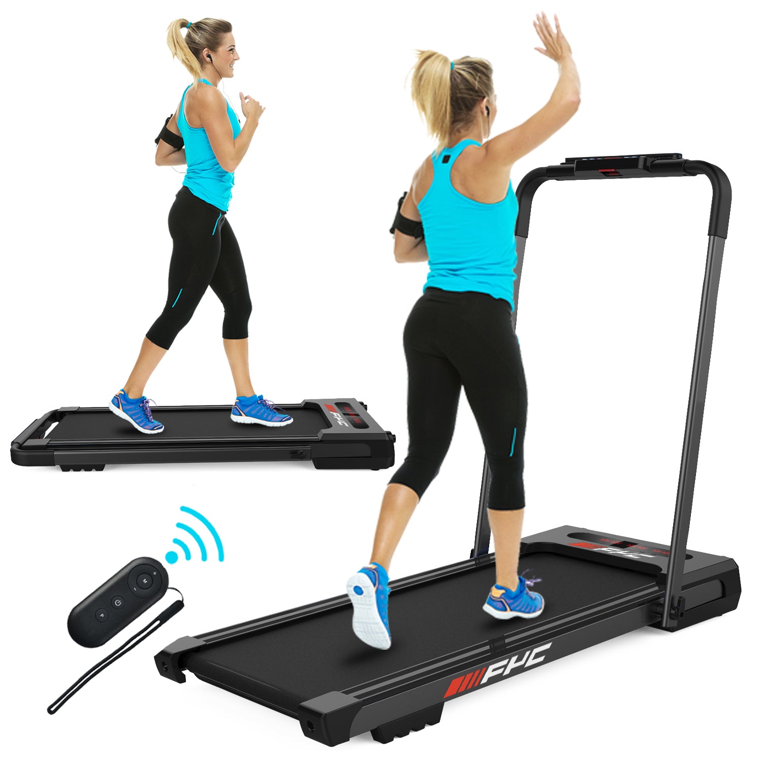 FYC Under Desk Treadmill - 2 in 1 Folding Treadmill for Home 3.5 HP, Installation-Free Foldable Treadmill Compact Electric Running Machine, Remote Control & LED Display Walking Running Jogging for Hom--1