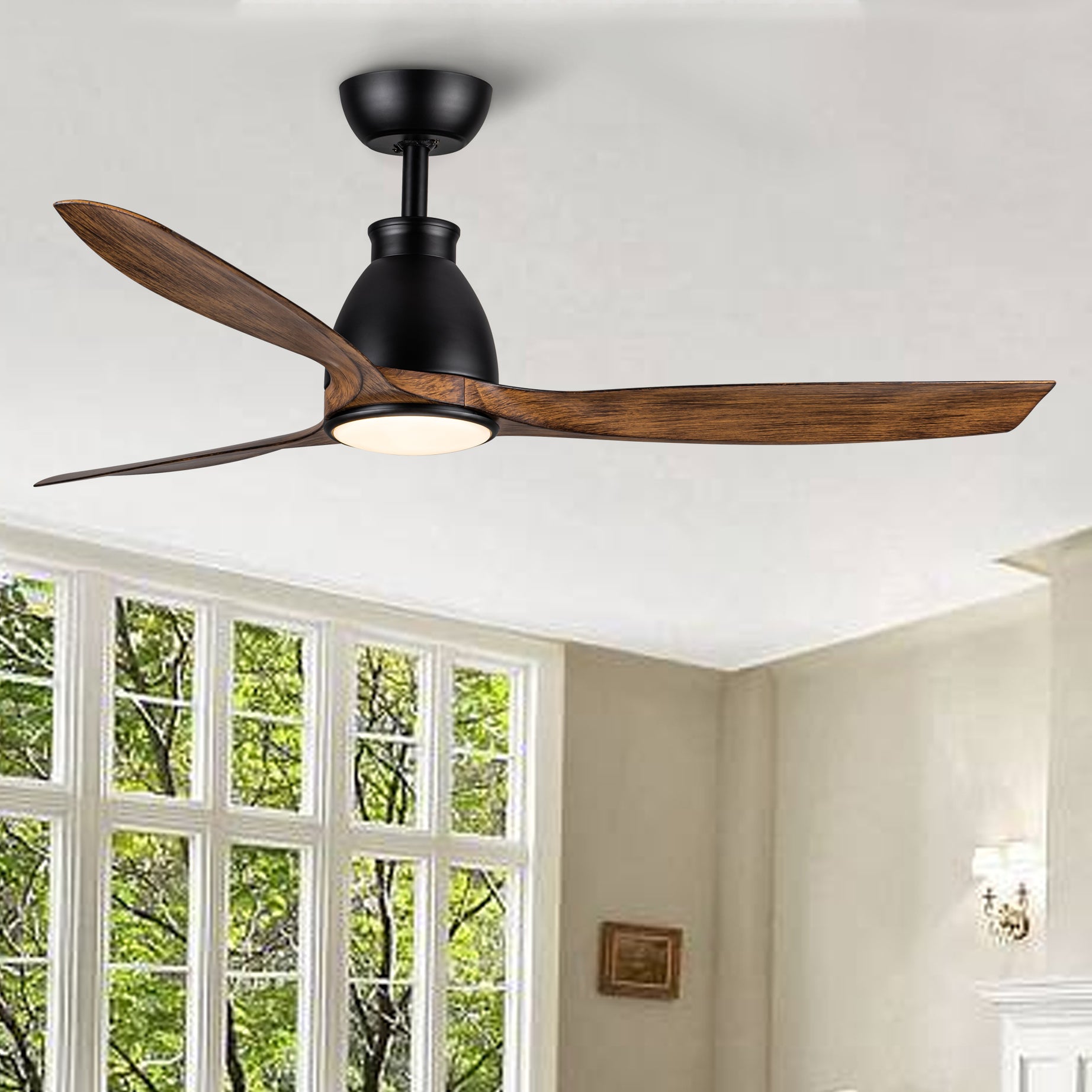 52 inch indoor black ceiling fan with LED light--1