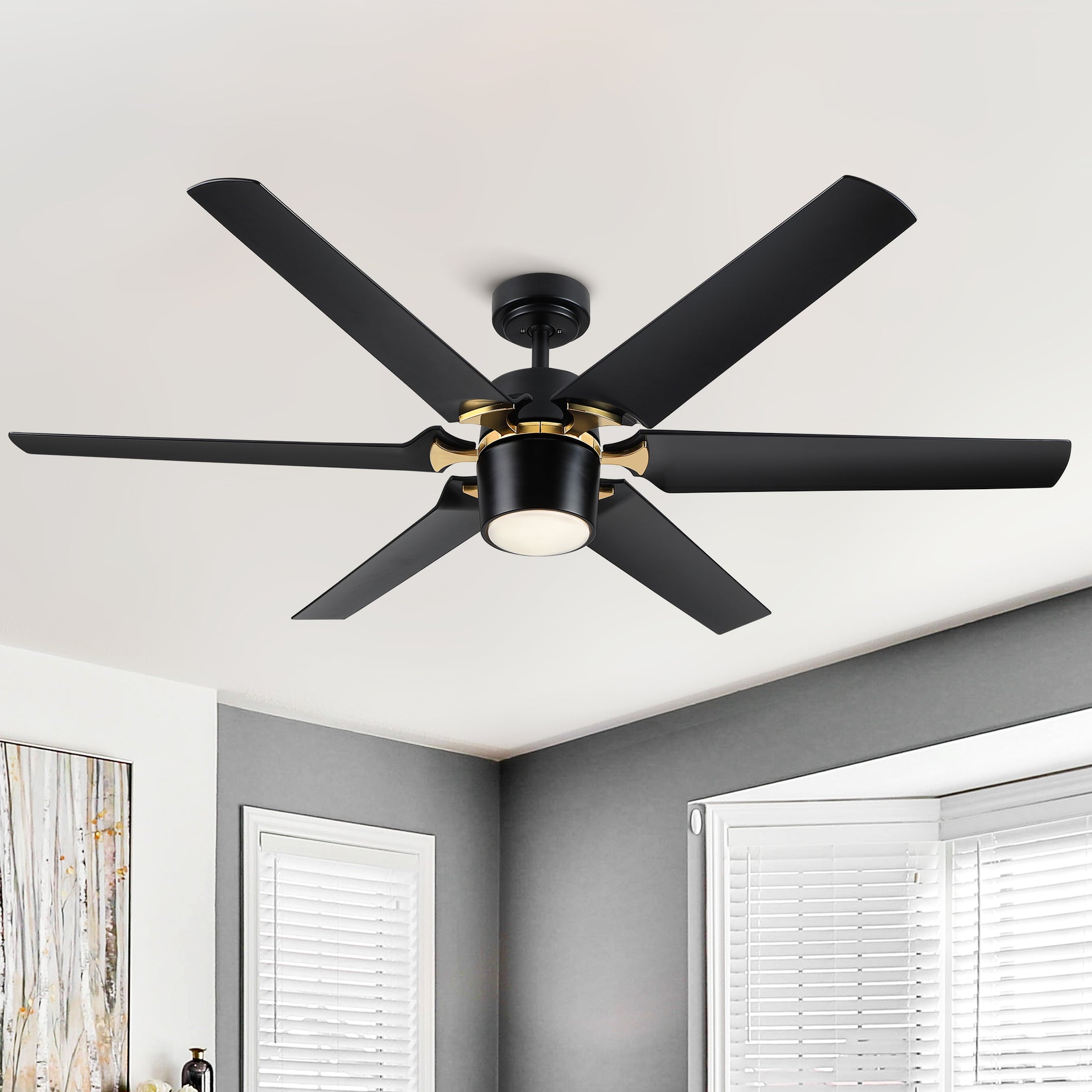 Modern 60" Integrated LED Light Ceiling Fan with Remote Control--1