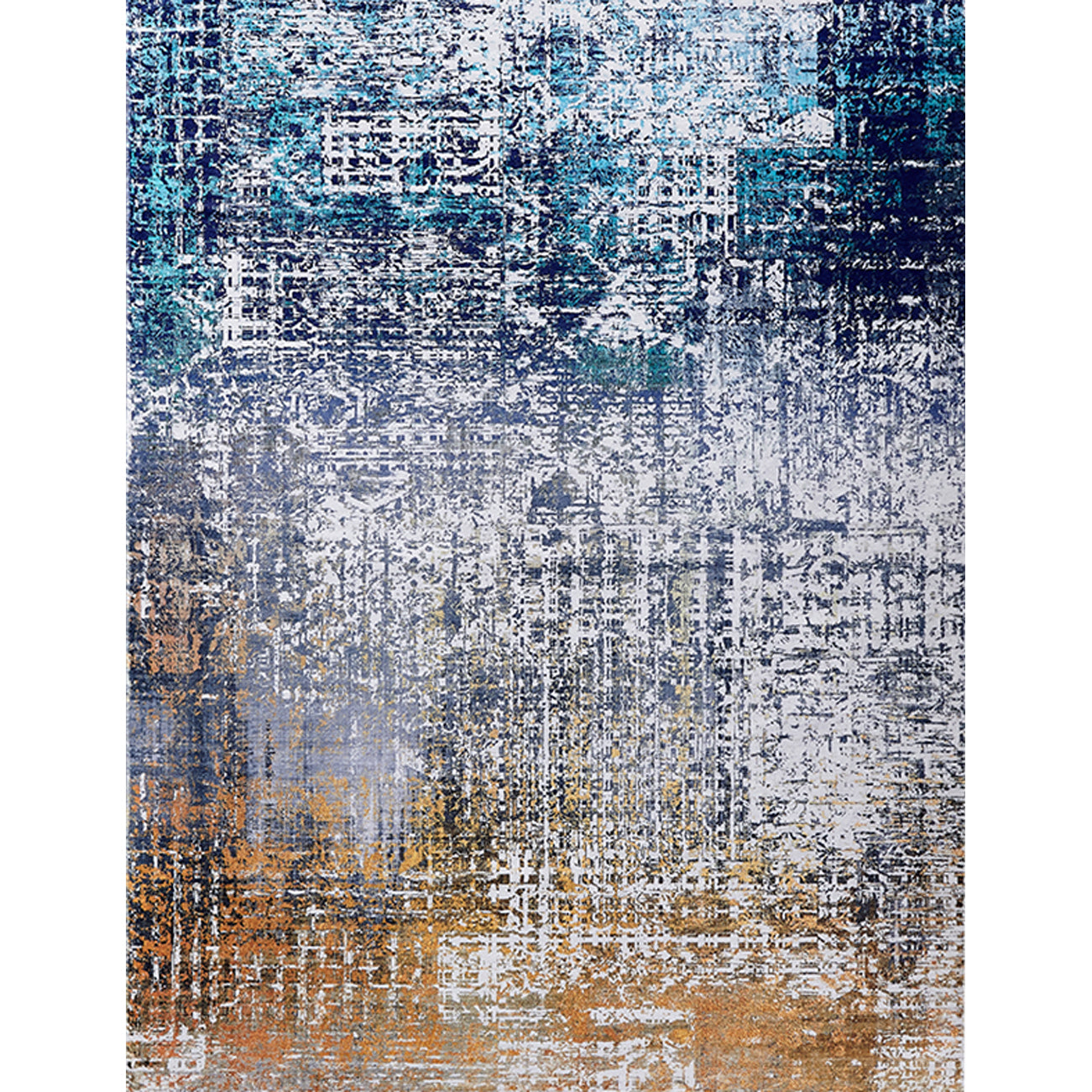 ZARA Collection Abstract Design Turquoise Gray Rust Machine Washable Super Soft Area Rug--1