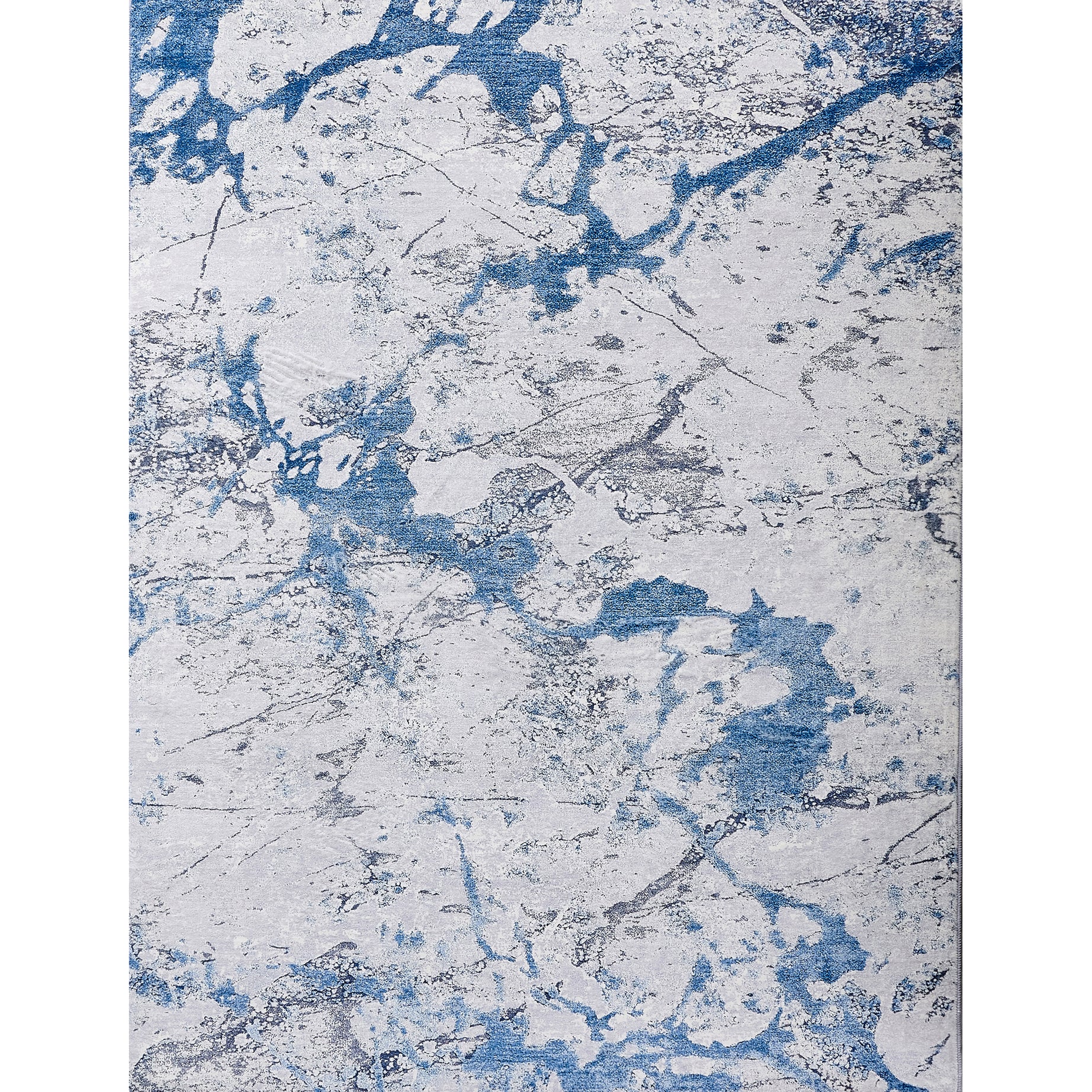 ZARA Collection Abstract Design Silver Blue Machine Washable Super Soft Area Rug--1