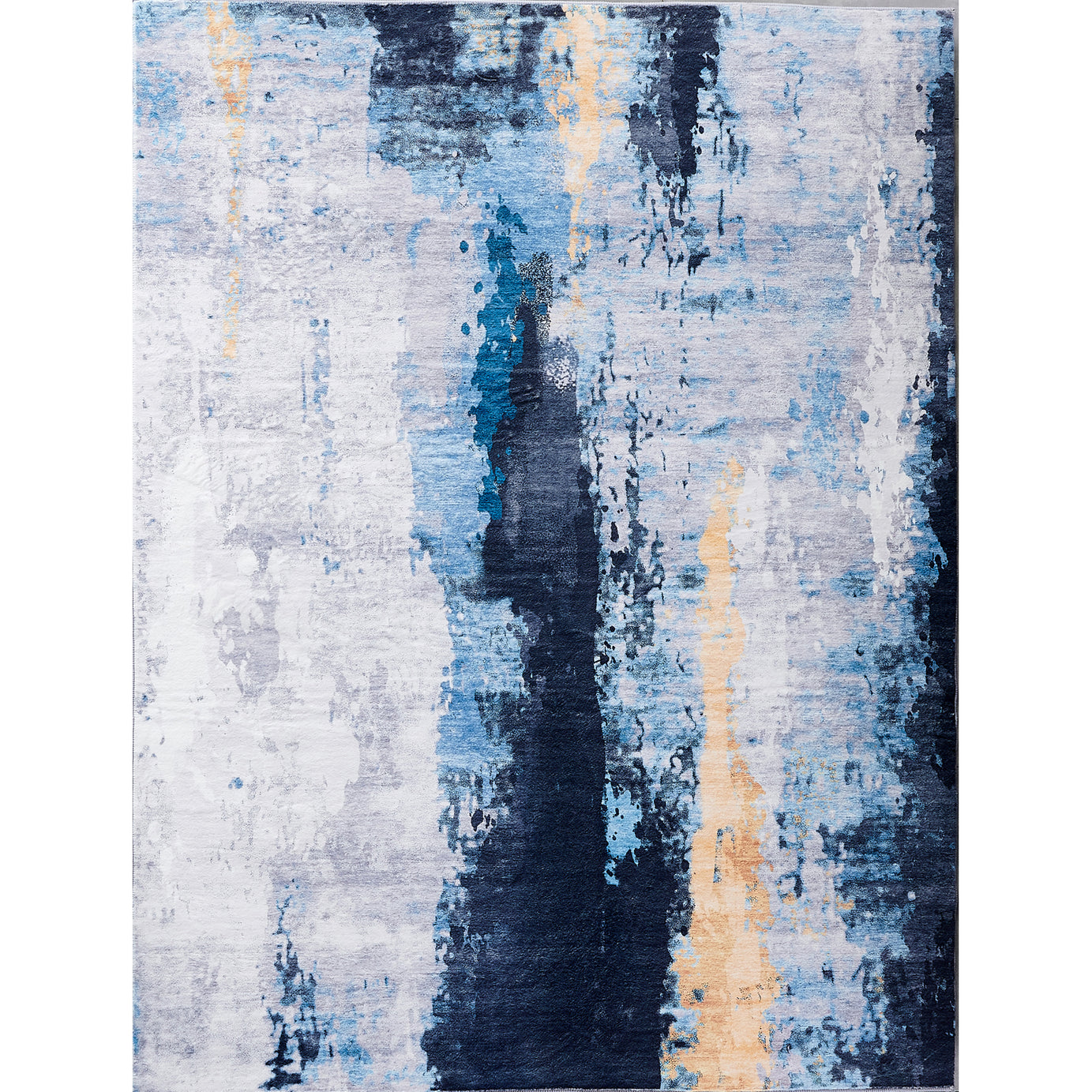 ZARA Collection Abstract Design Gray Blue Yellow Machine Washable Super Soft Area Rug--1