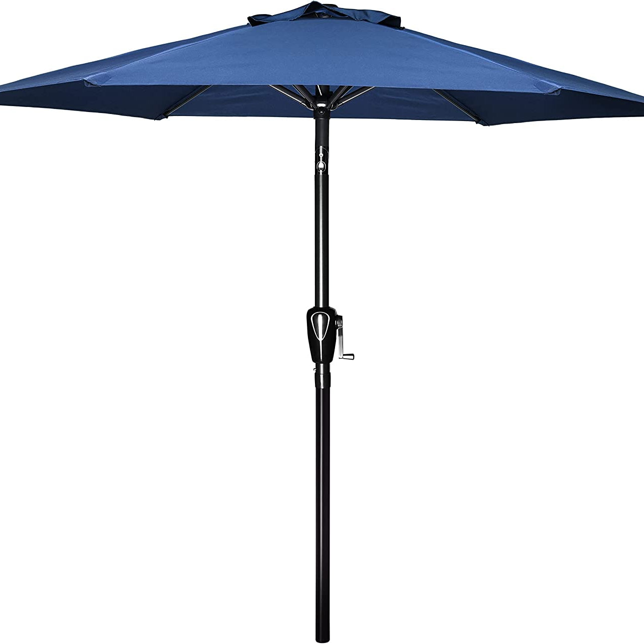 Simple Deluxe 7.5' Patio Outdoor Table Market Yard Umbrella with Push Button Tilt/Crank, 6 Sturdy Ribs for Garden, Deck, Backyard, Pool, 7.5ft, Blue--1