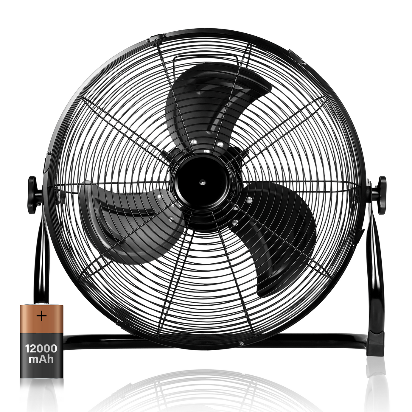 Rechargeable Cordless Floor Fan, 12-Inch, High Velocity Floor Fan With 360-Degree Tilt, Ready-to-use, Battery Operated, Heavy Duty Metal Floor Fan for Industrial, Commercial, Residential, Office--1